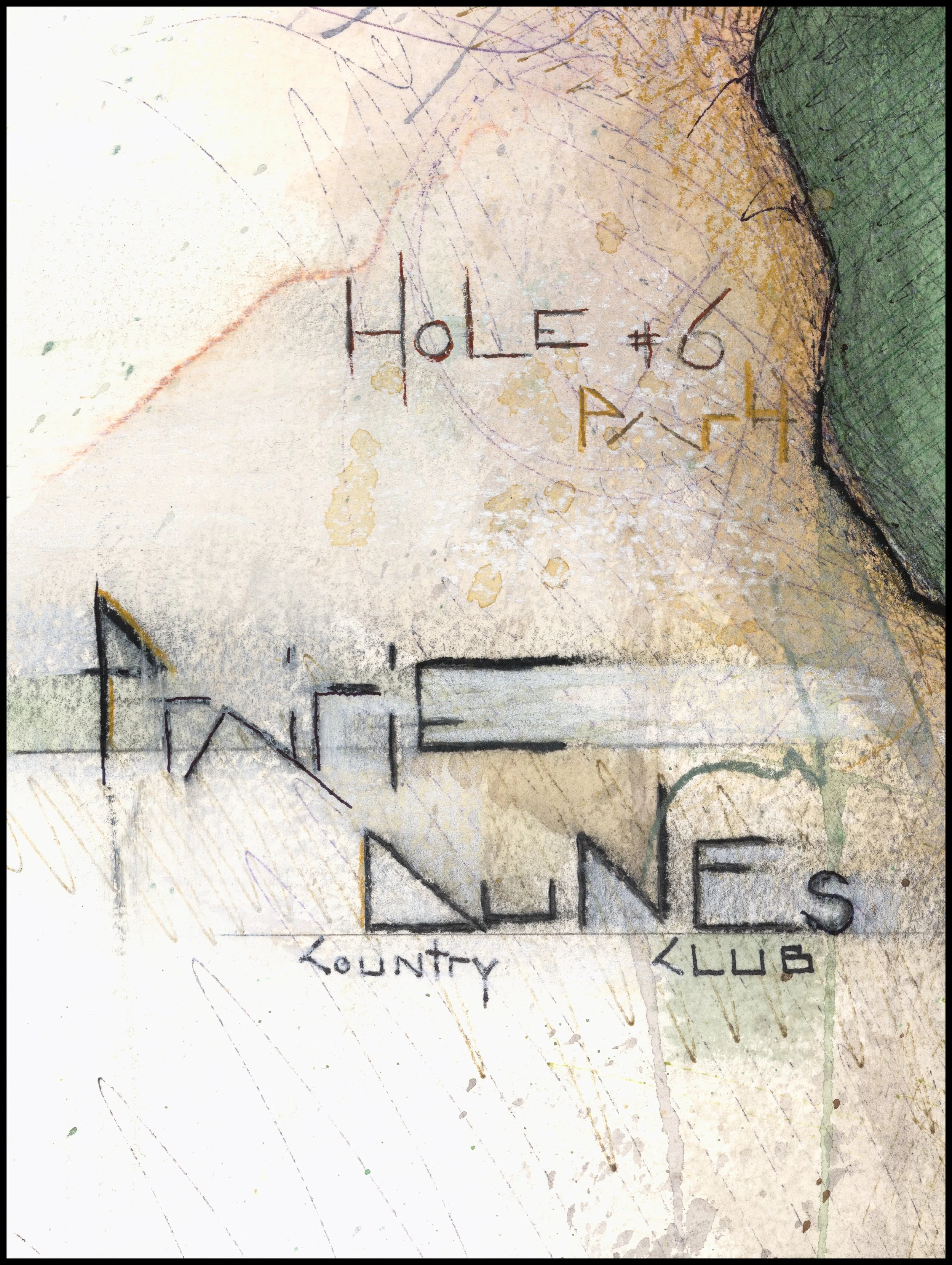 Fine art print of Hole #6 “Cedar” at Prairie Dunes Country Club by Charcoal Golf.