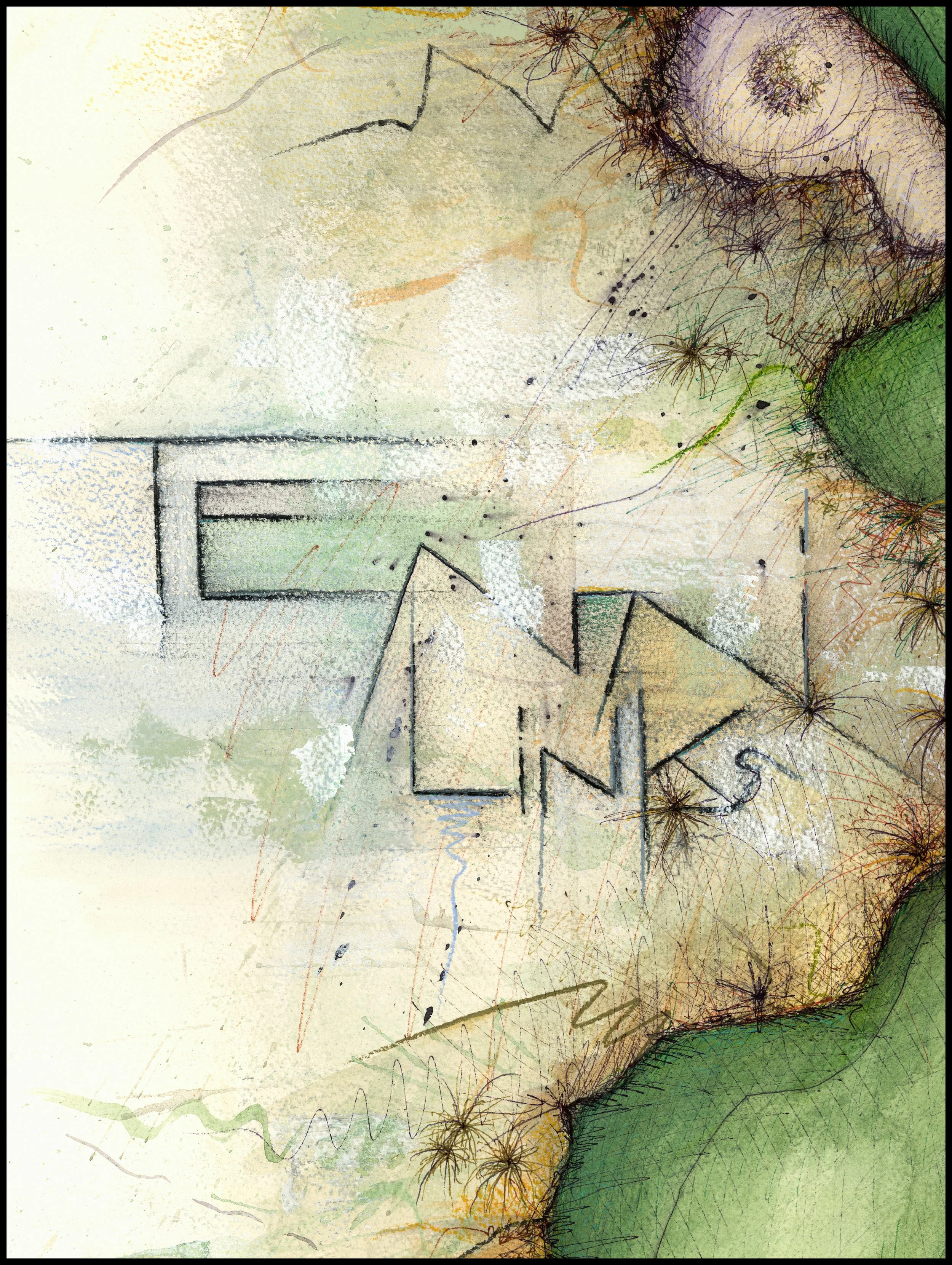 Fine art print of Hole #17 at Te Arai Links South Course by Charcoal Golf.