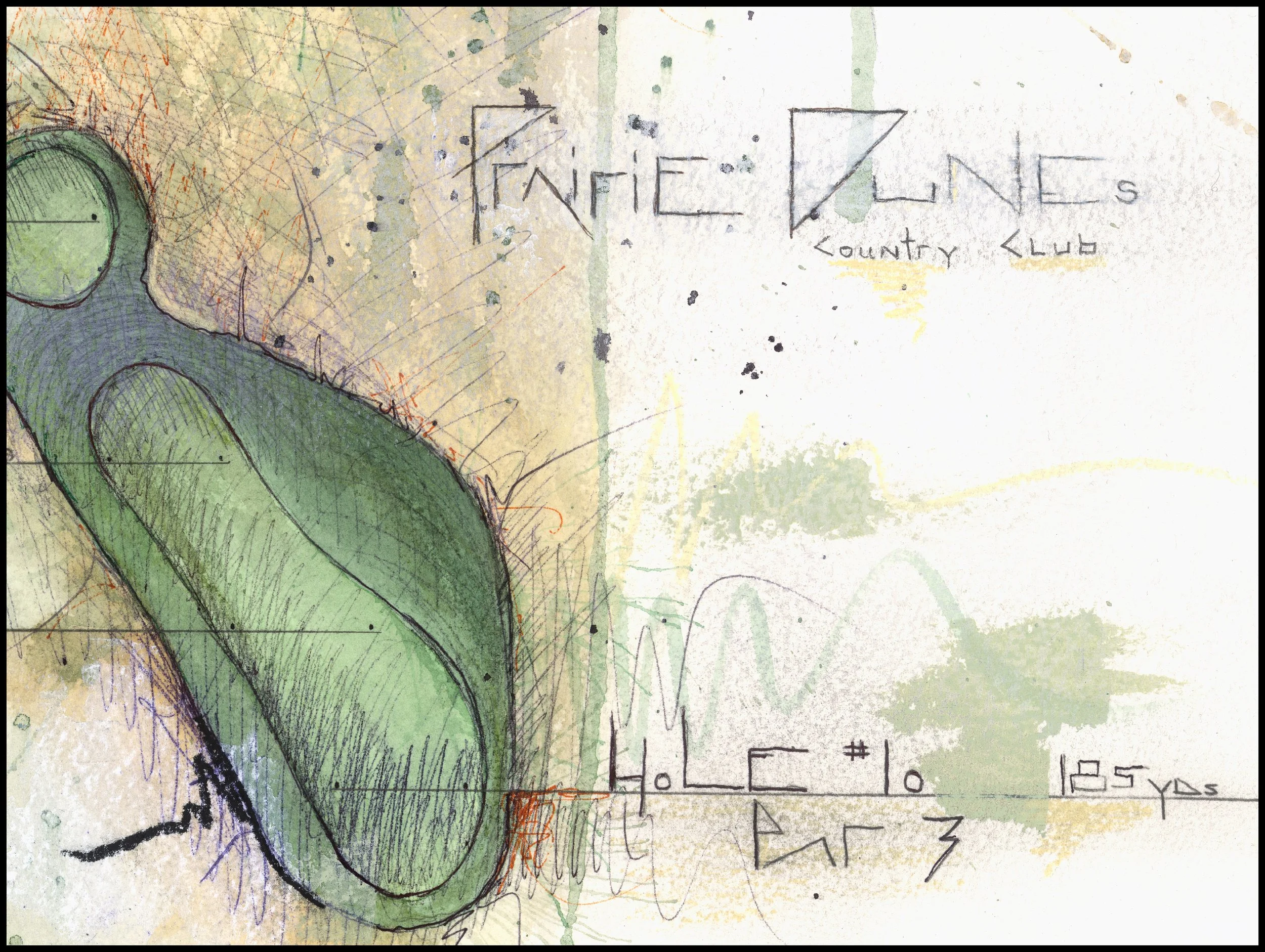 Fine art print of Hole #10 “Yucca” at Prairie Dunes Country Club by Charcoal Golf.