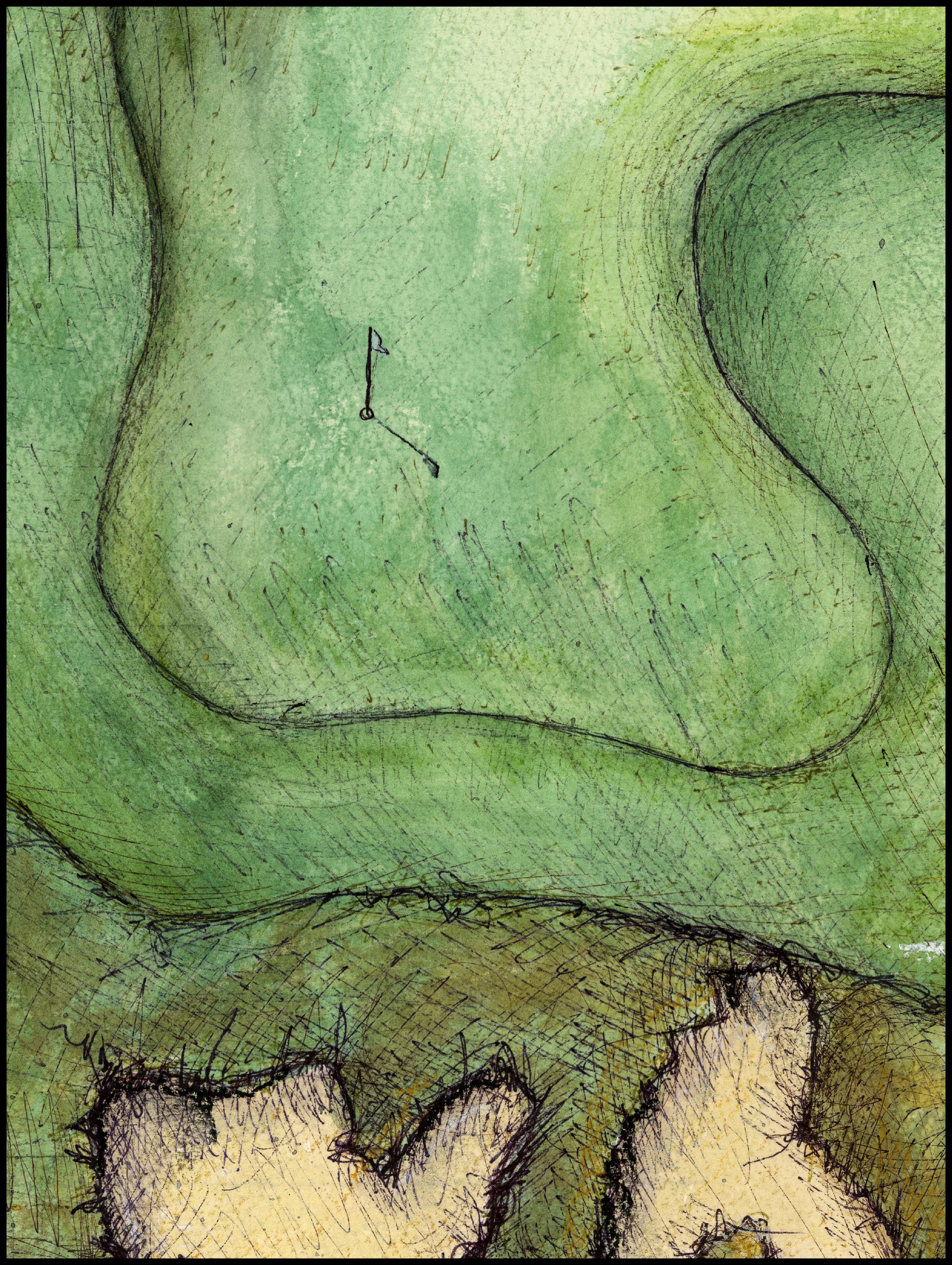 Fine art print of Hole #4 "King" at Sweetens Cove Golf Club by Charcoal Golf.