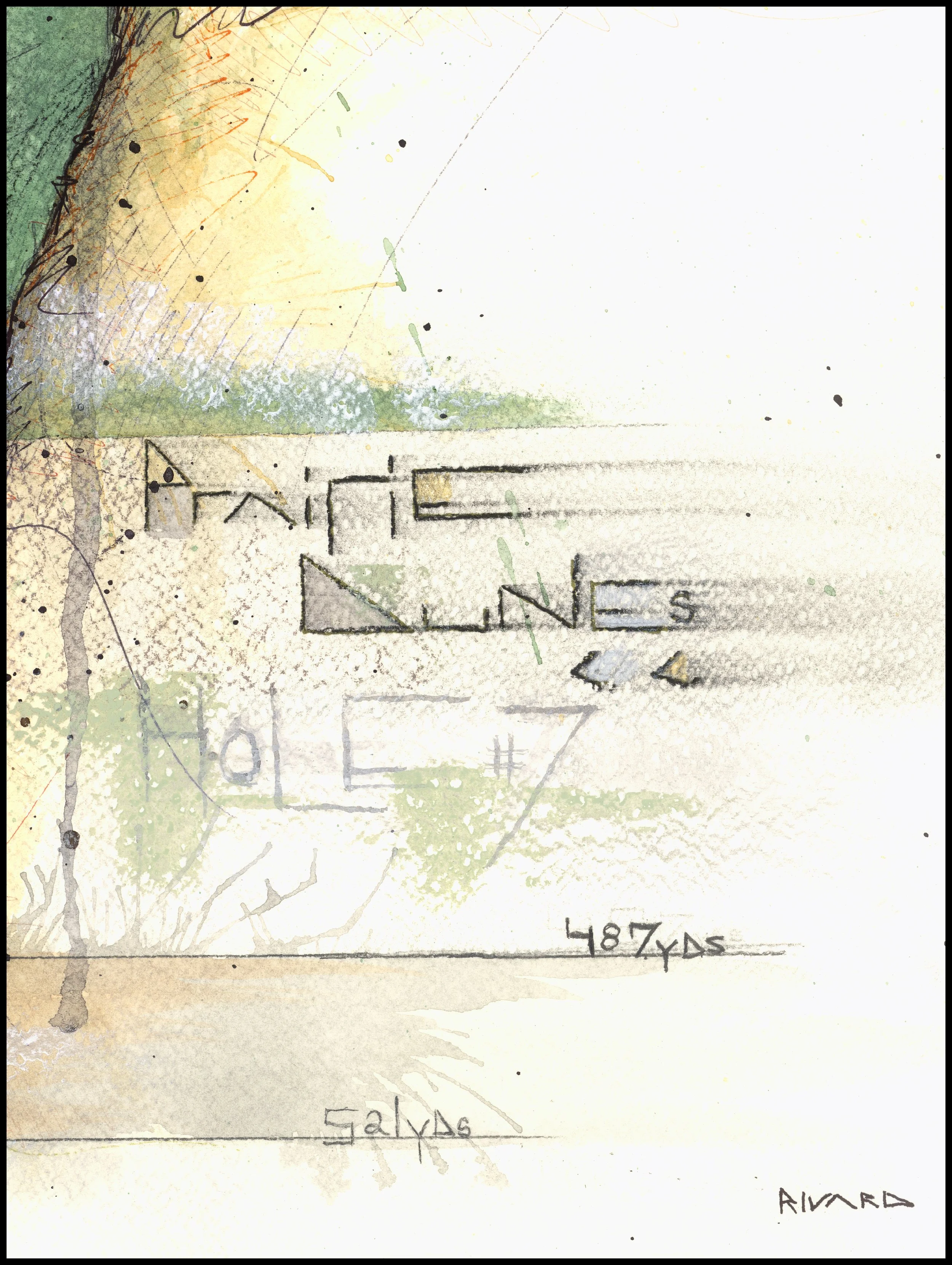 Fine art print of Hole #7 “South Wind” at Prairie Dunes Country Club by Charcoal Golf.