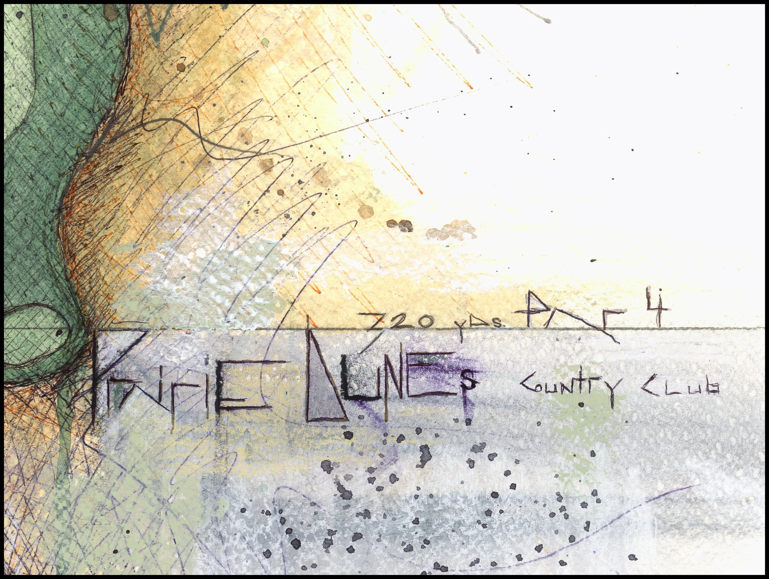 Fine art print of Hole #9 “Meadow Lark” at Prairie Dunes Country Club by Charcoal Golf.