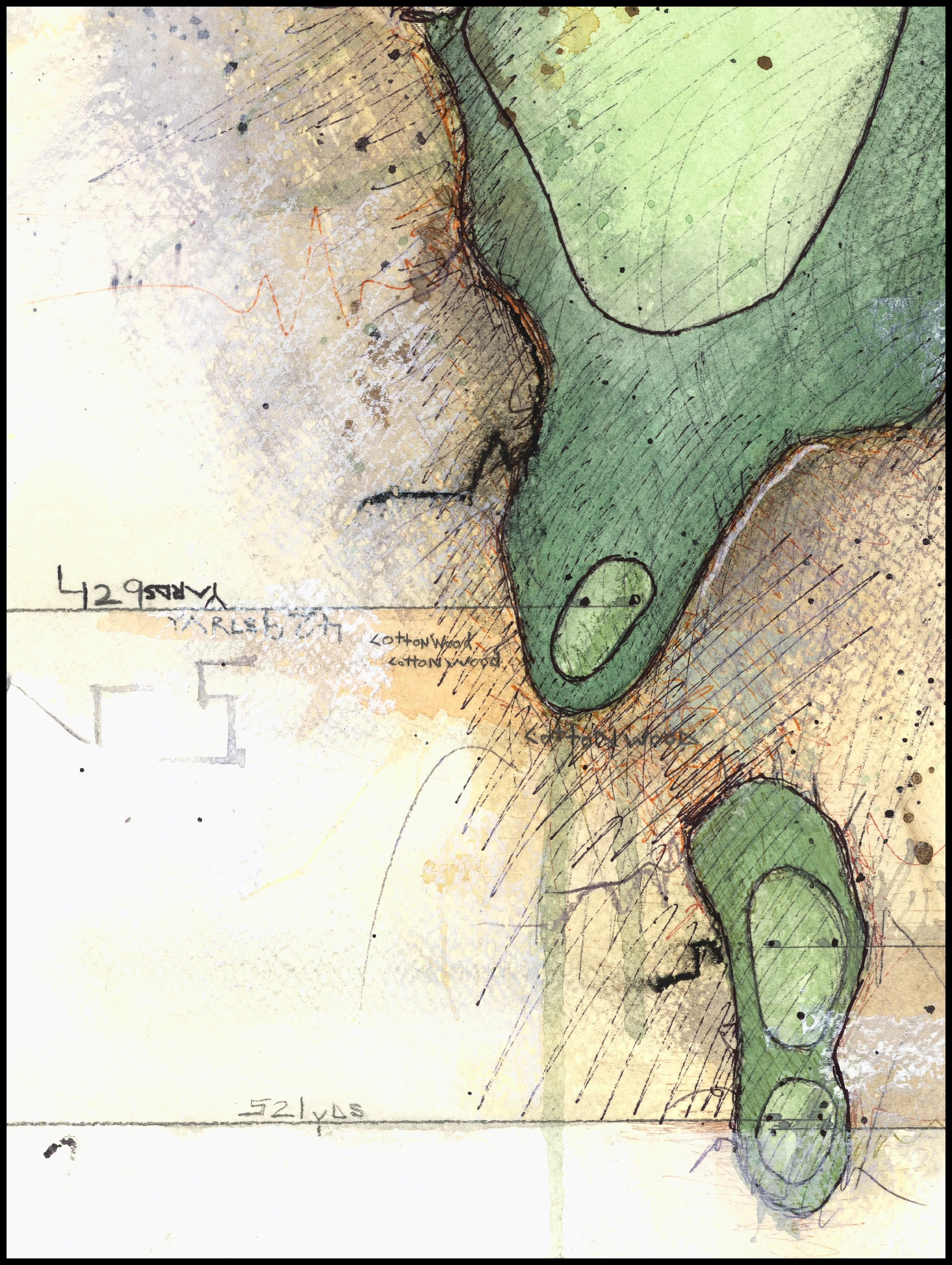 Fine art print of Hole #7 “South Wind” at Prairie Dunes Country Club by Charcoal Golf.
