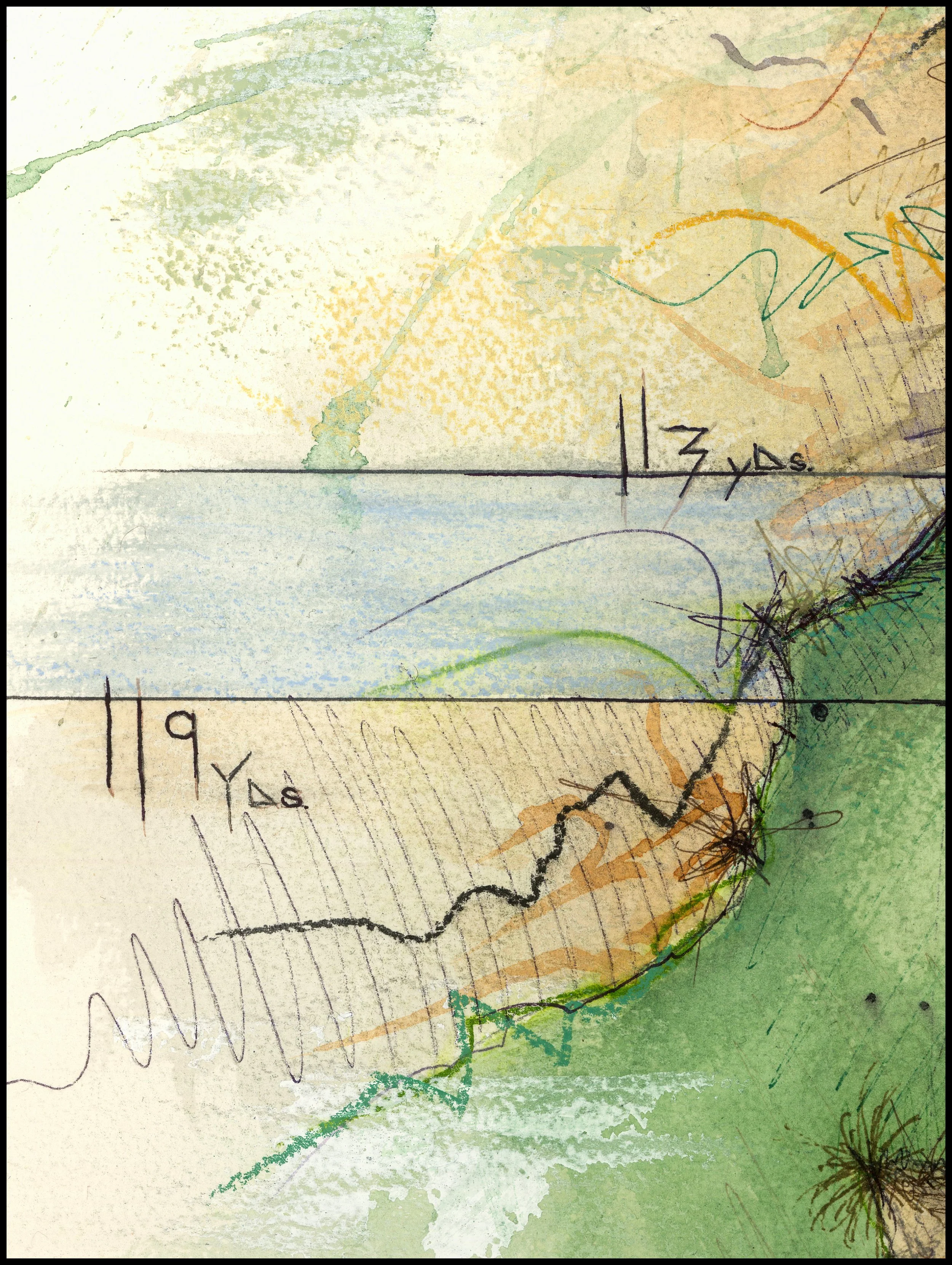 Fine art print of Hole #17 at Te Arai Links South Course by Charcoal Golf.