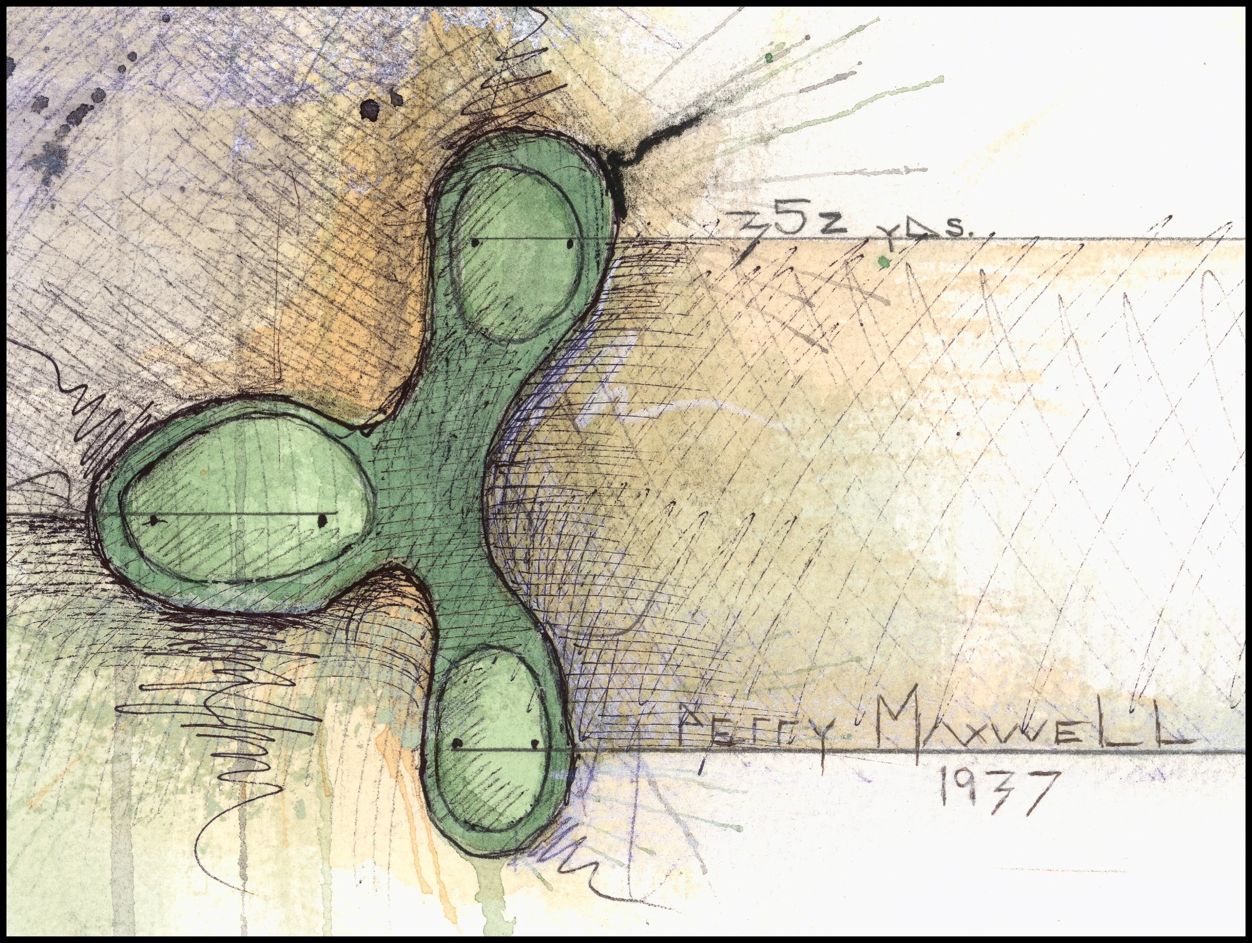 Fine art print of Hole #18 “Evening Shadow” at Prairie Dunes Country Club by Charcoal Golf.