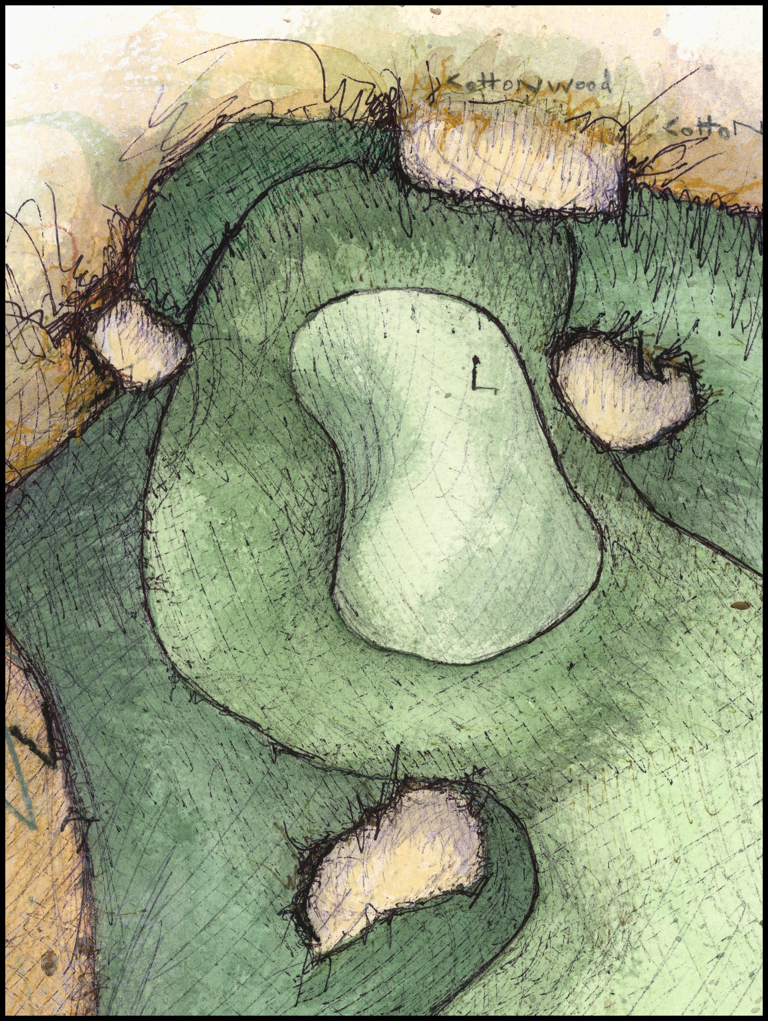 Fine art print of Hole #6 “Cedar” at Prairie Dunes Country Club by Charcoal Golf.