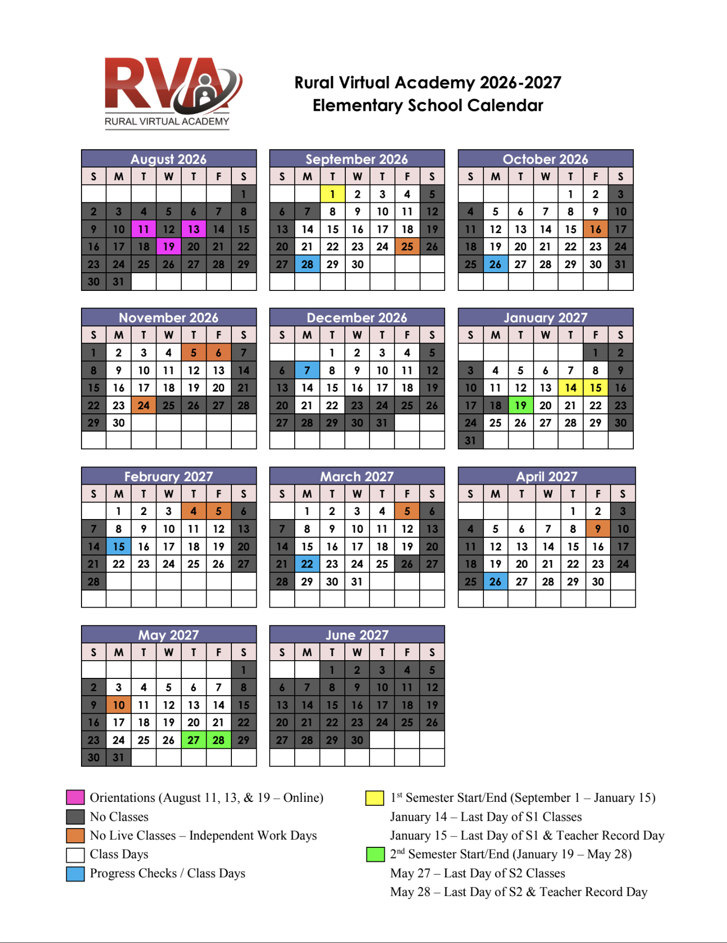 Elementary Calendar 26-27