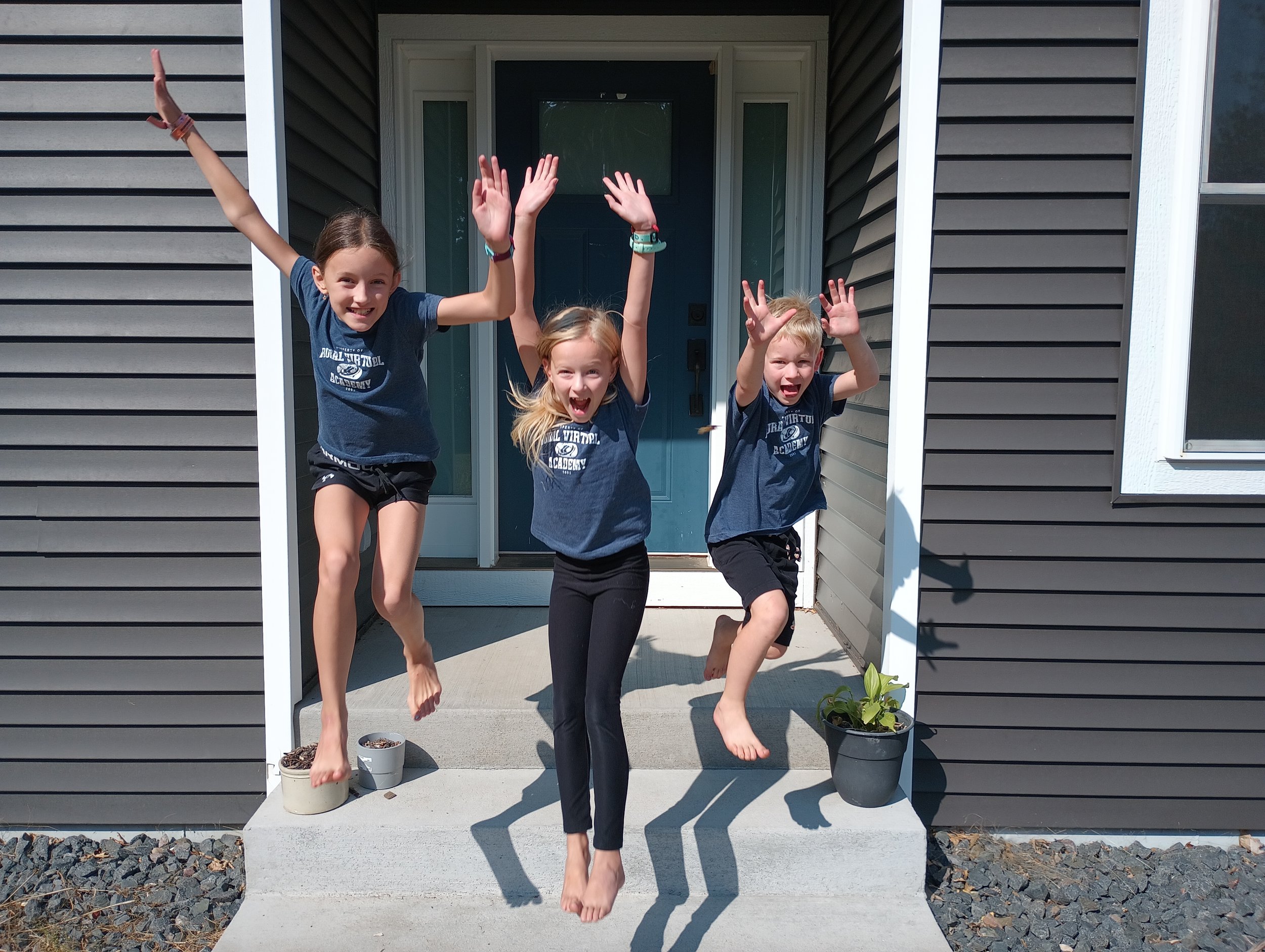 Kids Jumping off porch