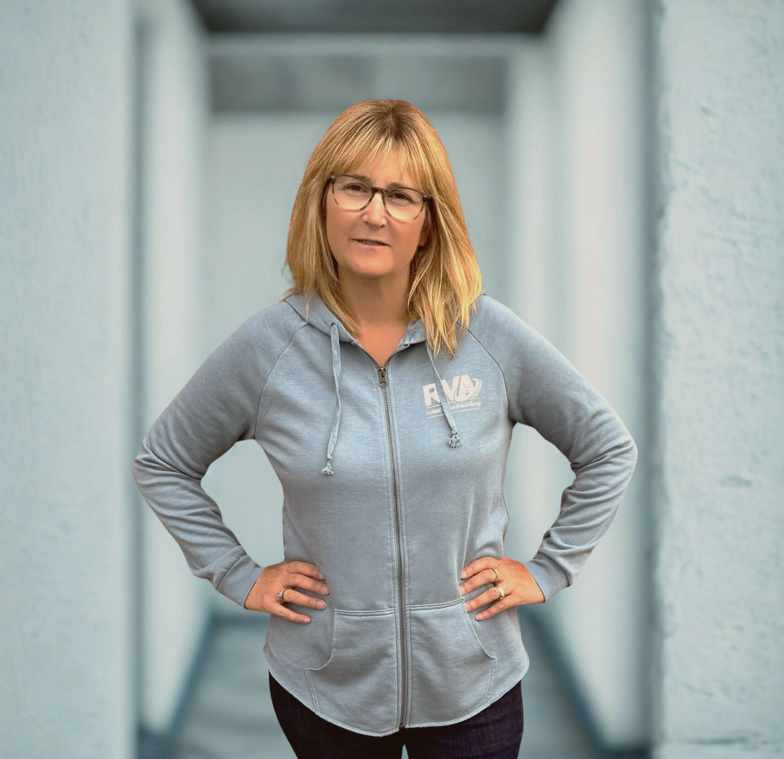Women's RVA California Wave Wash Zip Hood - Misty Blue