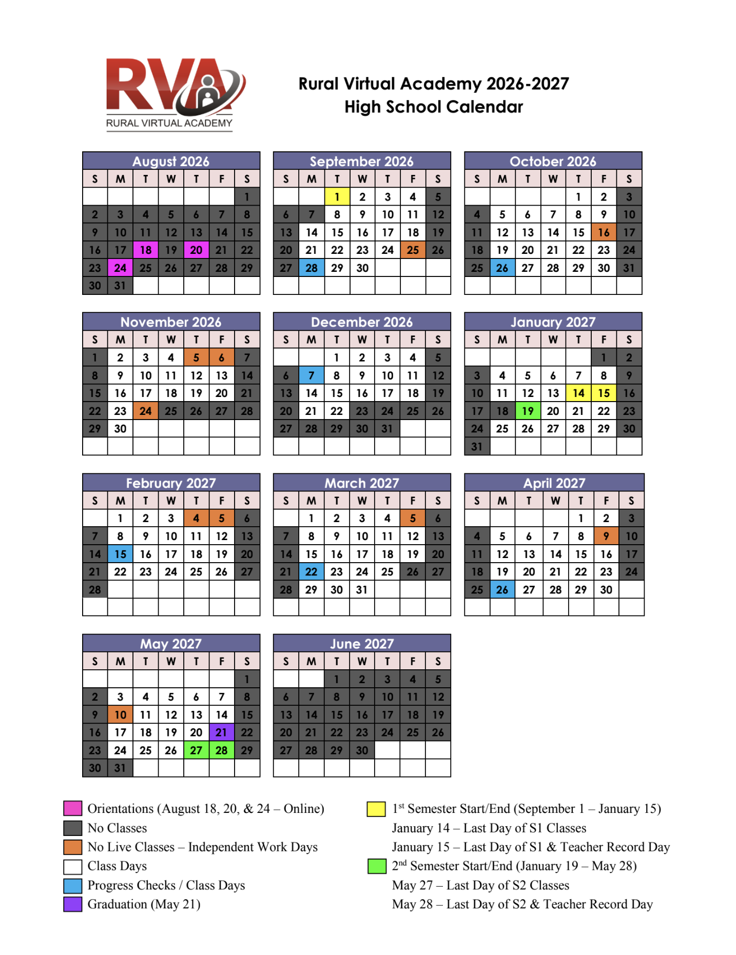 High School Calendar 26-27