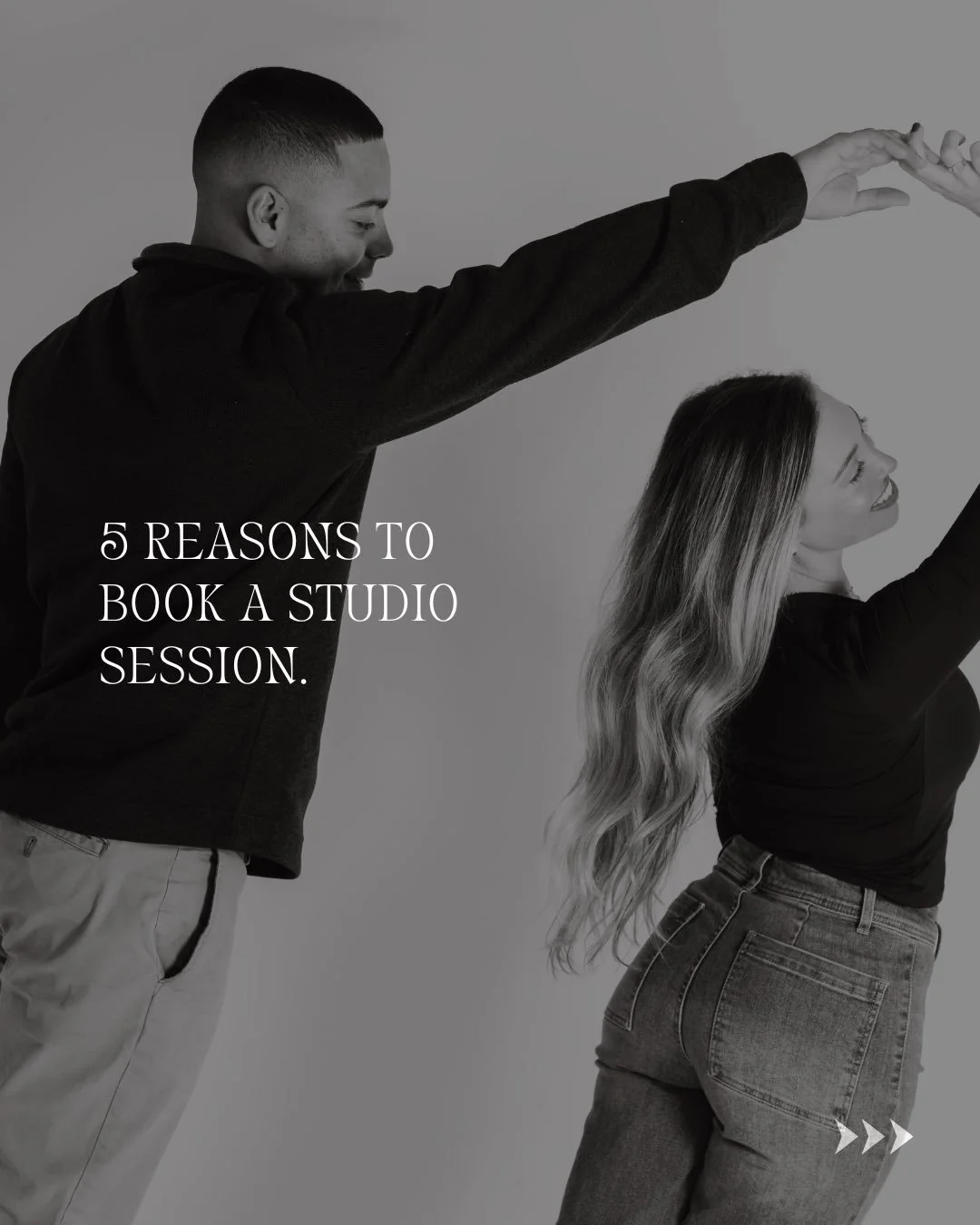5 Reasons To Book A Studio Session 📸✨🫶🏻

1. Skip the struggle with winter lighting &mdash; our cozy studio sessions are built around your perfect timing.

2. No weather worries here! In the studio you can wear whatever you love, no cold or rain to