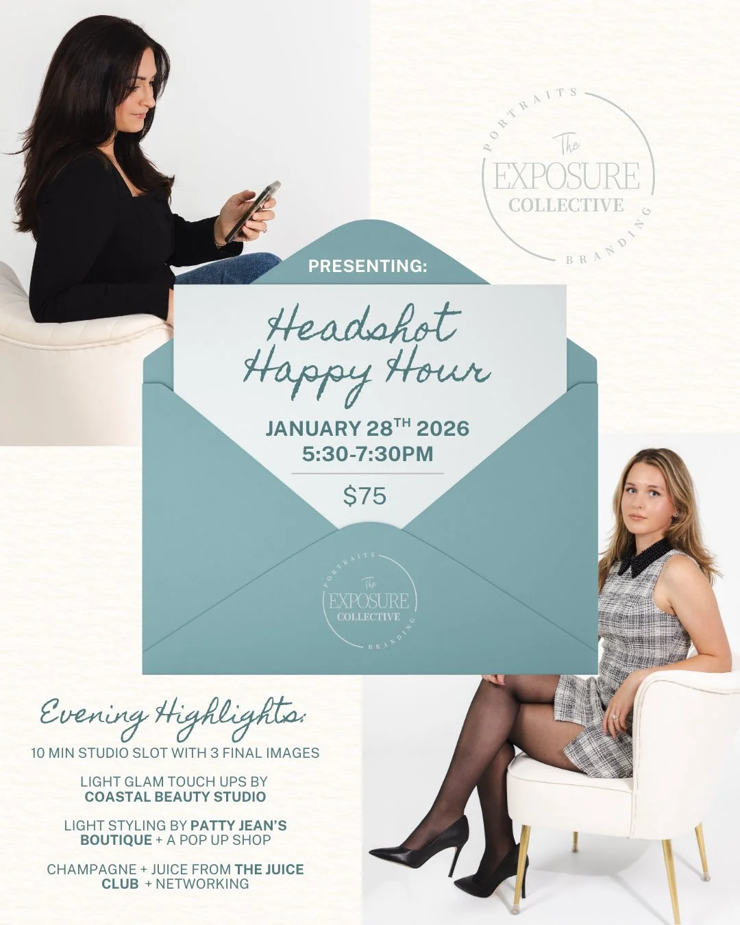 We are excited to announce Hello 2026 &mdash; Headshot Happy Hour ✨🎊

Mark your calendars for January 28th 5:30-7:30pm for another headshot + happy hour experience, right in our portrait studio in downtown Berlin! As we start out fresh with a new ye