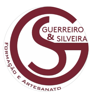 Logo for Guerreiro & Silveira, a training and craftsmanship organization, featuring a stylized letter G in dark red with white background.