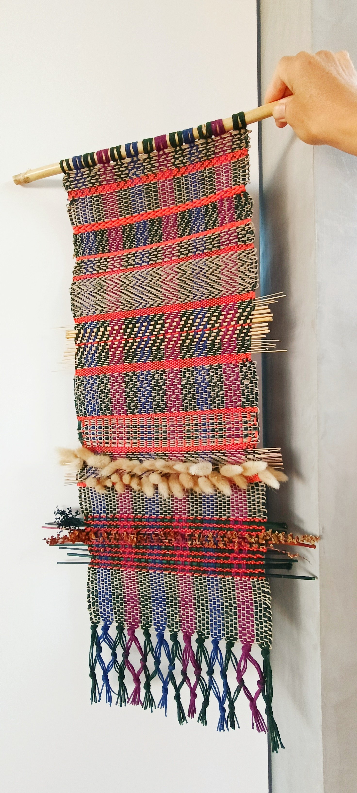 Fiber Art boho neon fun wall decor