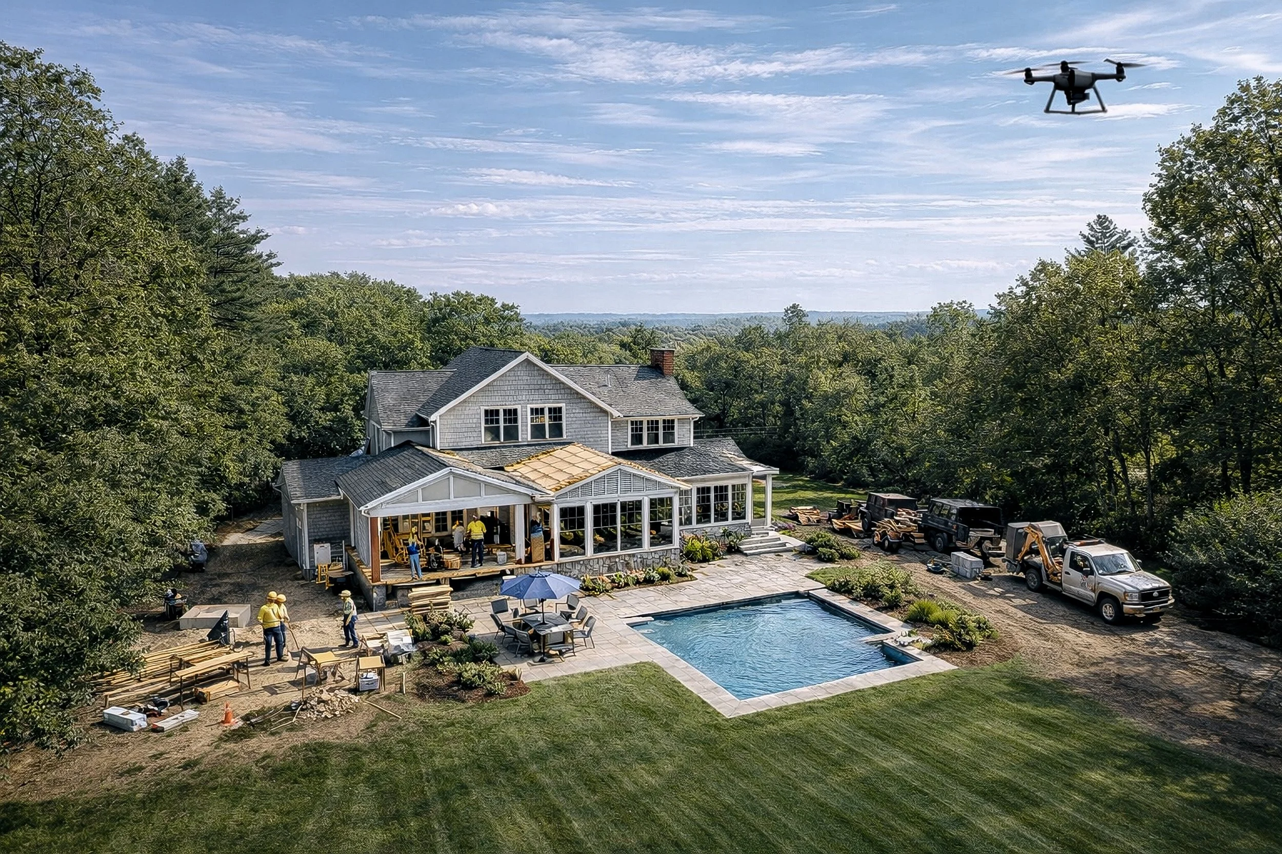 Residential home renovation and addition construction site in Greater Boston Massachusetts