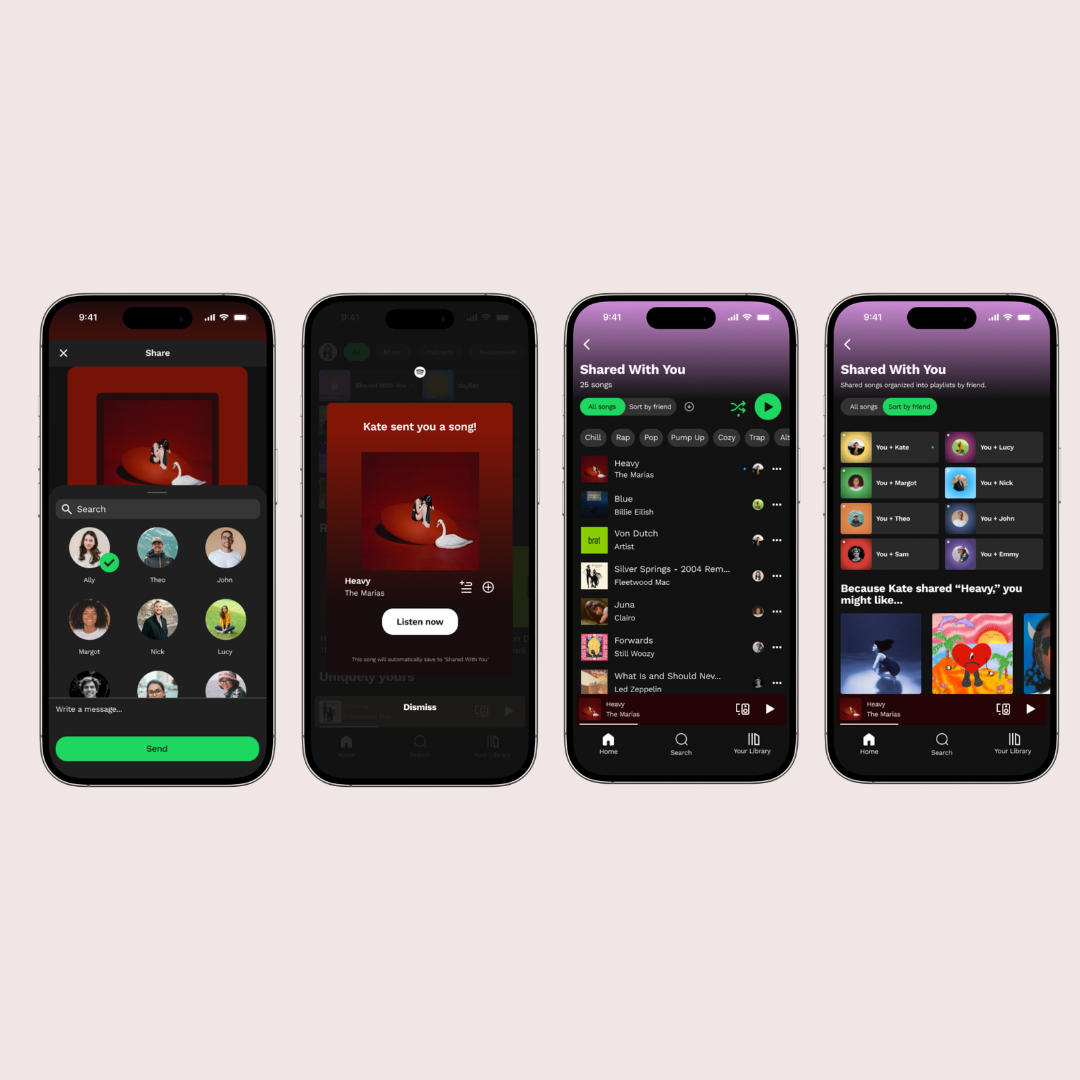 Spotify: Adding a feature to share songs instantly with friends in the app.