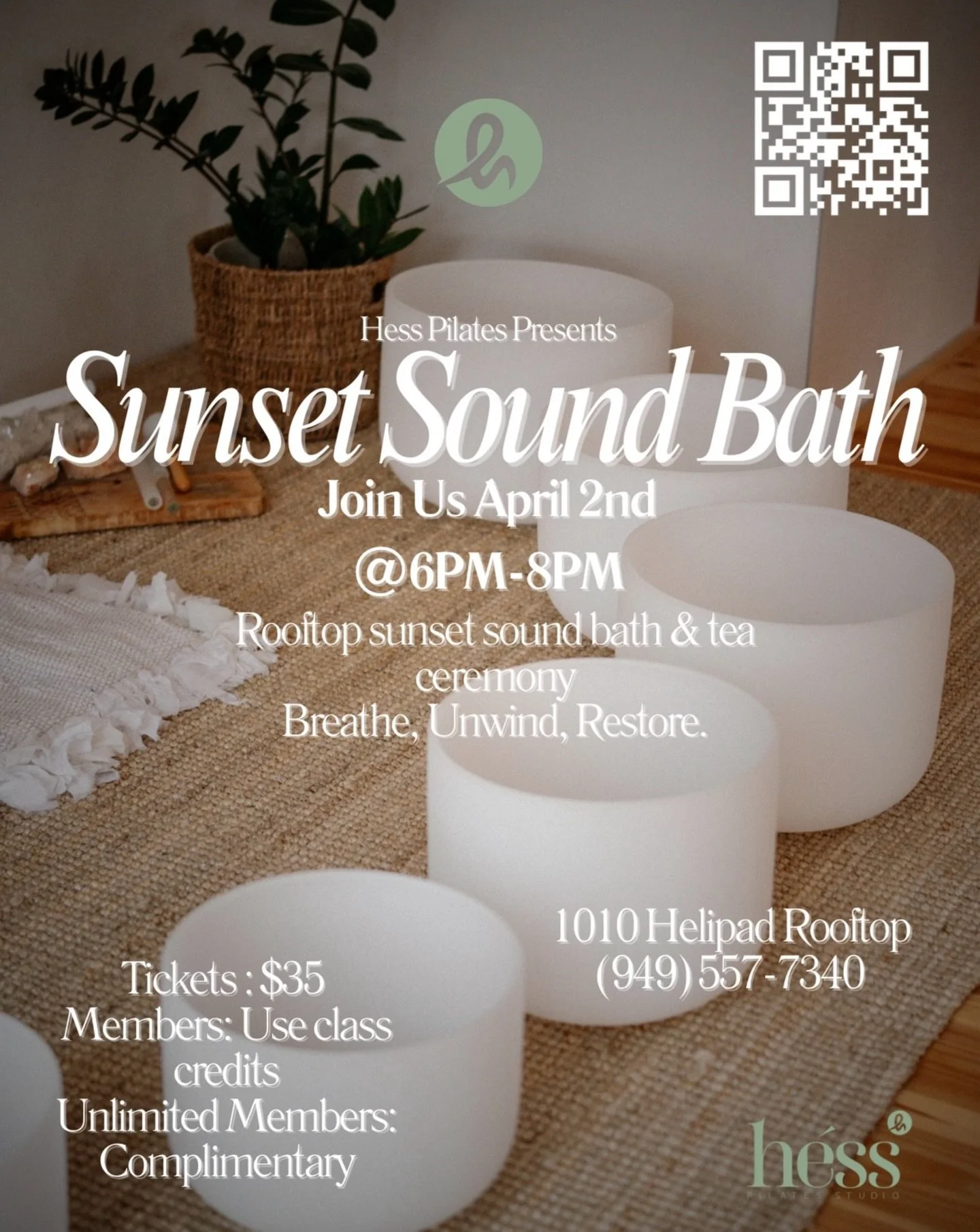 Sunset Sound Bath 🌇
Your reset moment on the helipad.
Limited spots 🔗 link in bio.

📍1010 Wilshire Blvd &mdash; Rooftop Helipad, DTLA
🗓 April 2nd | 6&ndash;8 PM

Tickets:
&bull; $35 for non-members
&bull; Members can use class credits
&bull; Unli