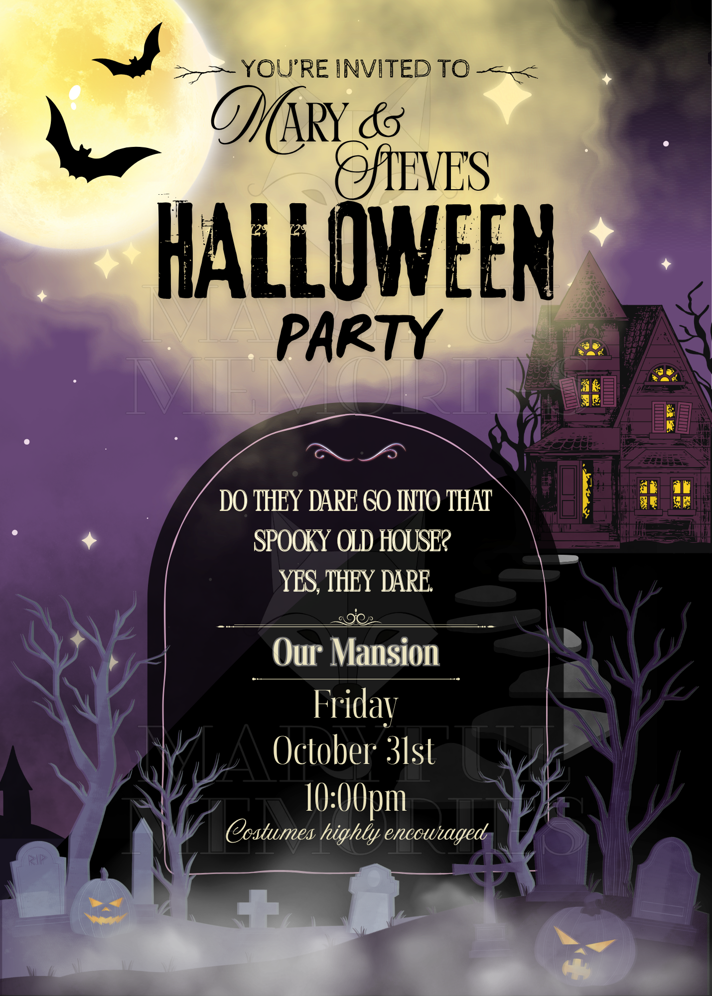 Haunted Mansion Halloween Party Invitation, Personalized Digital Invite