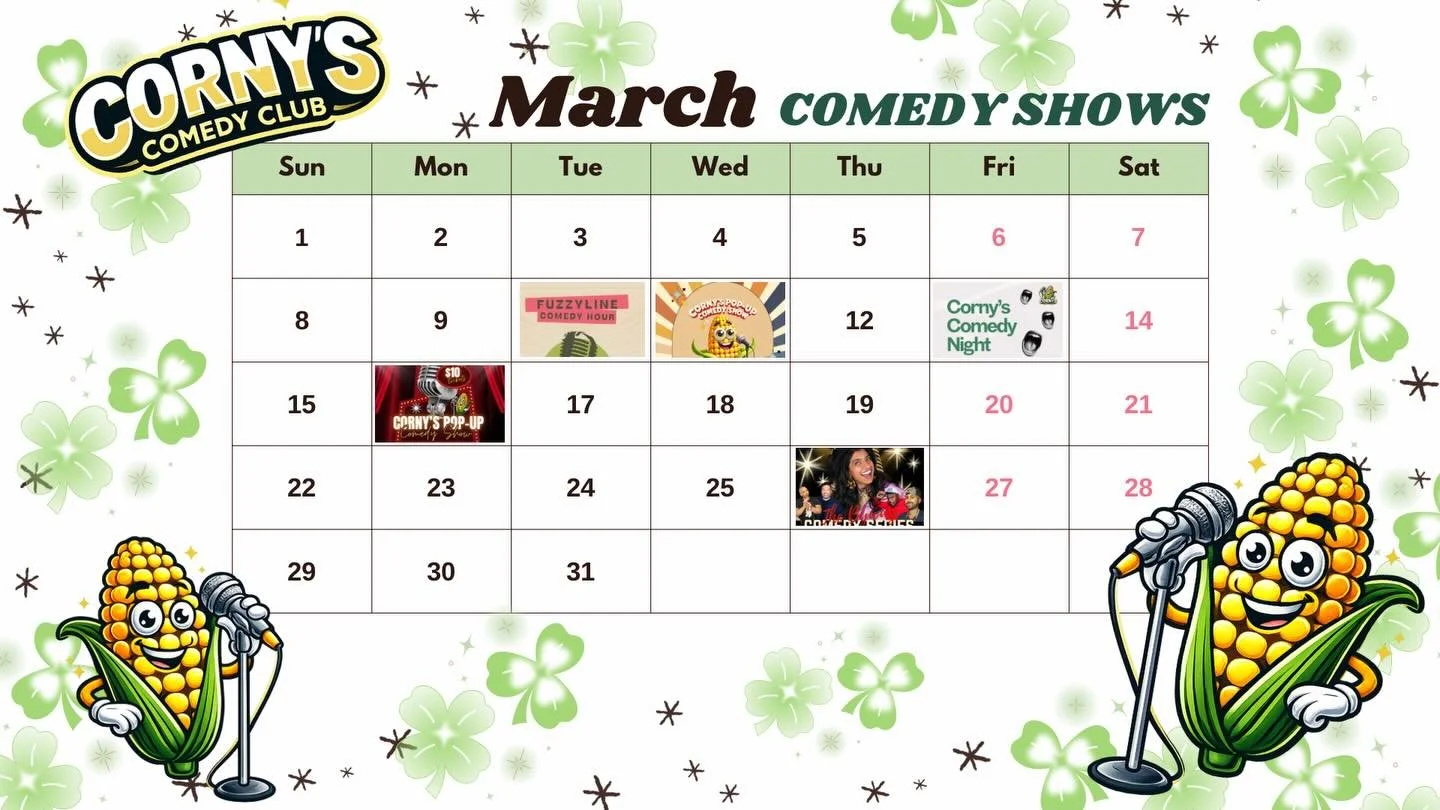 MARCH IS STACKED 🔥

5️⃣ shows.
5️⃣ chances to laugh.
5️⃣ chances to pull up and support live comedy.

We&rsquo;re outside all month!!

Which show are you coming to?! 👀👇
#CornysPopUp #LiveComedy #MarchMadness