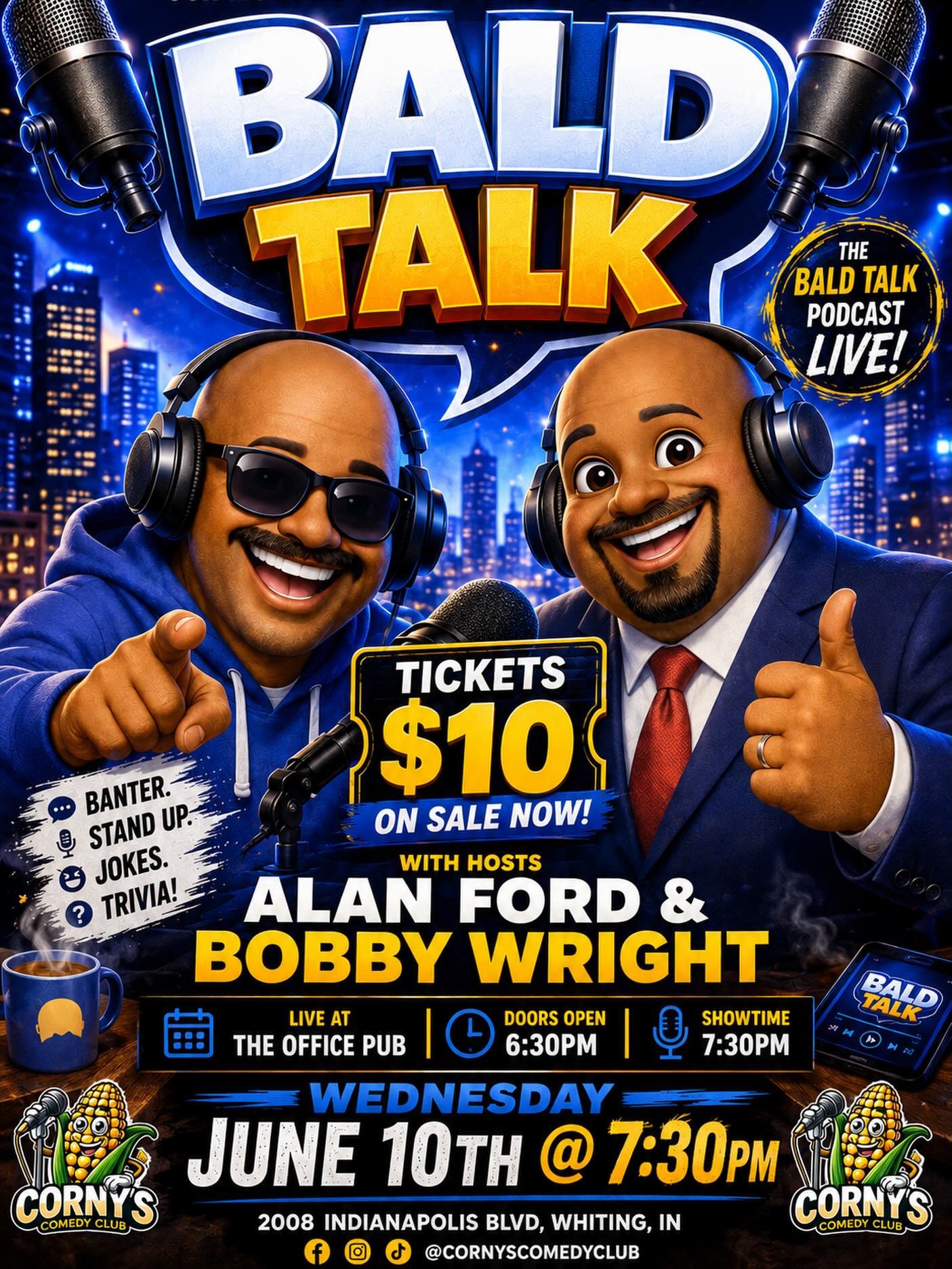 Two weeks away from our monthly showcase with a new twist! We&rsquo;ve teamed up with the Bald Talk Podcast to bring that energy live with banter, stand up, jokes, and even some trivia! 🎤🔥

Tickets are on sale now and only $10! Don&rsquo;t miss a n