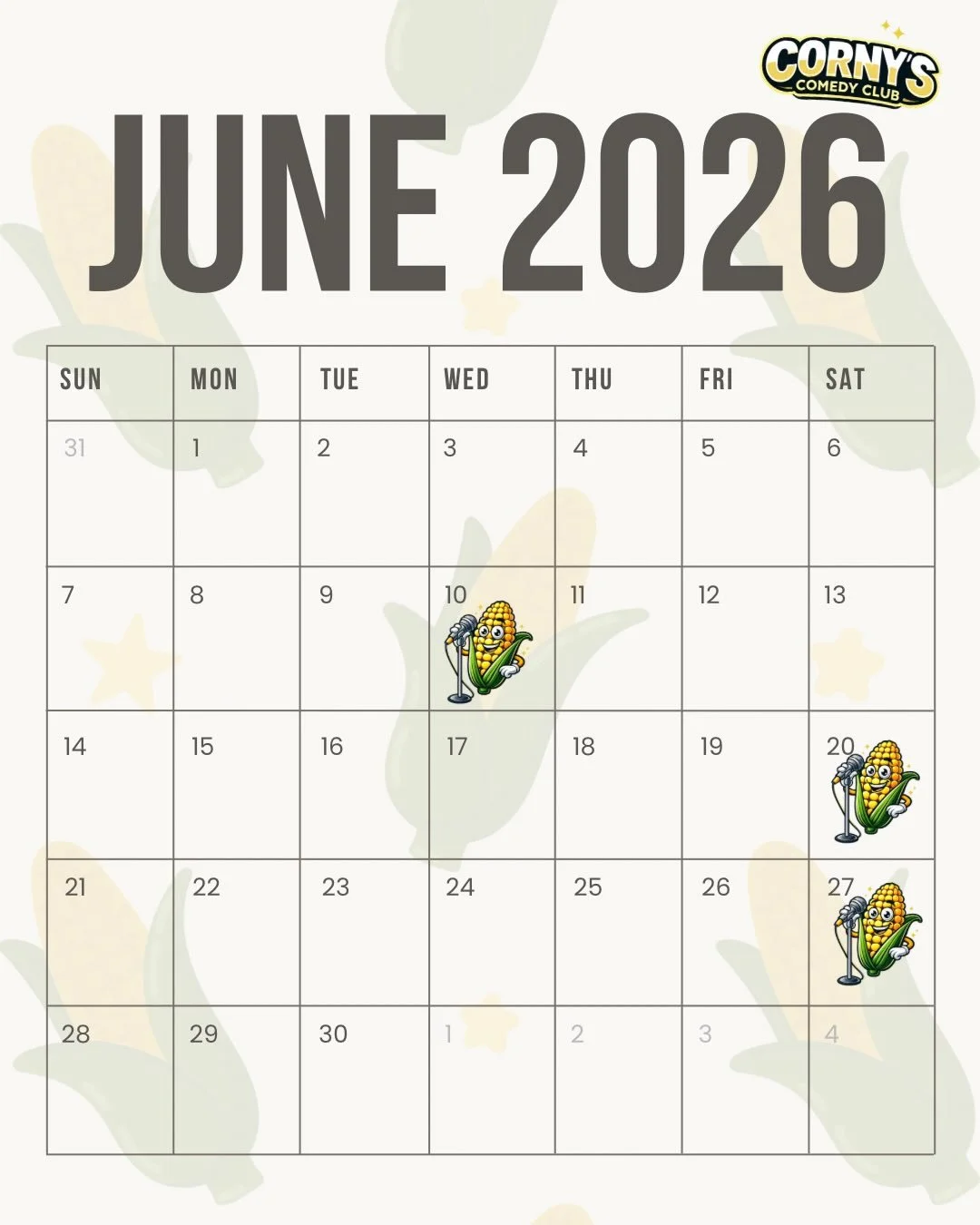 🎤 Hello June! 🎤

Here&rsquo;s this month&rsquo;s lineup of comedy shows! Mark your calendars, grab your tickets, and get ready for a month full of laughs, great food, and unforgettable nights.

Whether you&rsquo;re a regular or joining us for the f