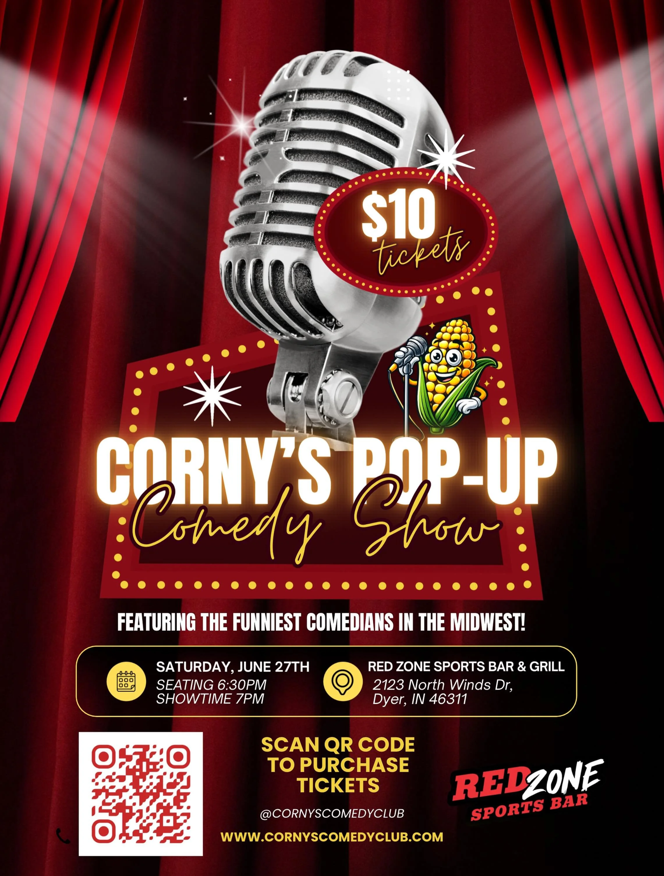 We&rsquo;re back at Red Zone on Saturday, June 27th! 🎤🍻

Get ready for a night of laughs, great food, and drinks! Tickets are available now, and with your ticket purchase you&rsquo;ll receive a FREE &ldquo;You Call It&rdquo; shot.

Bring your frien