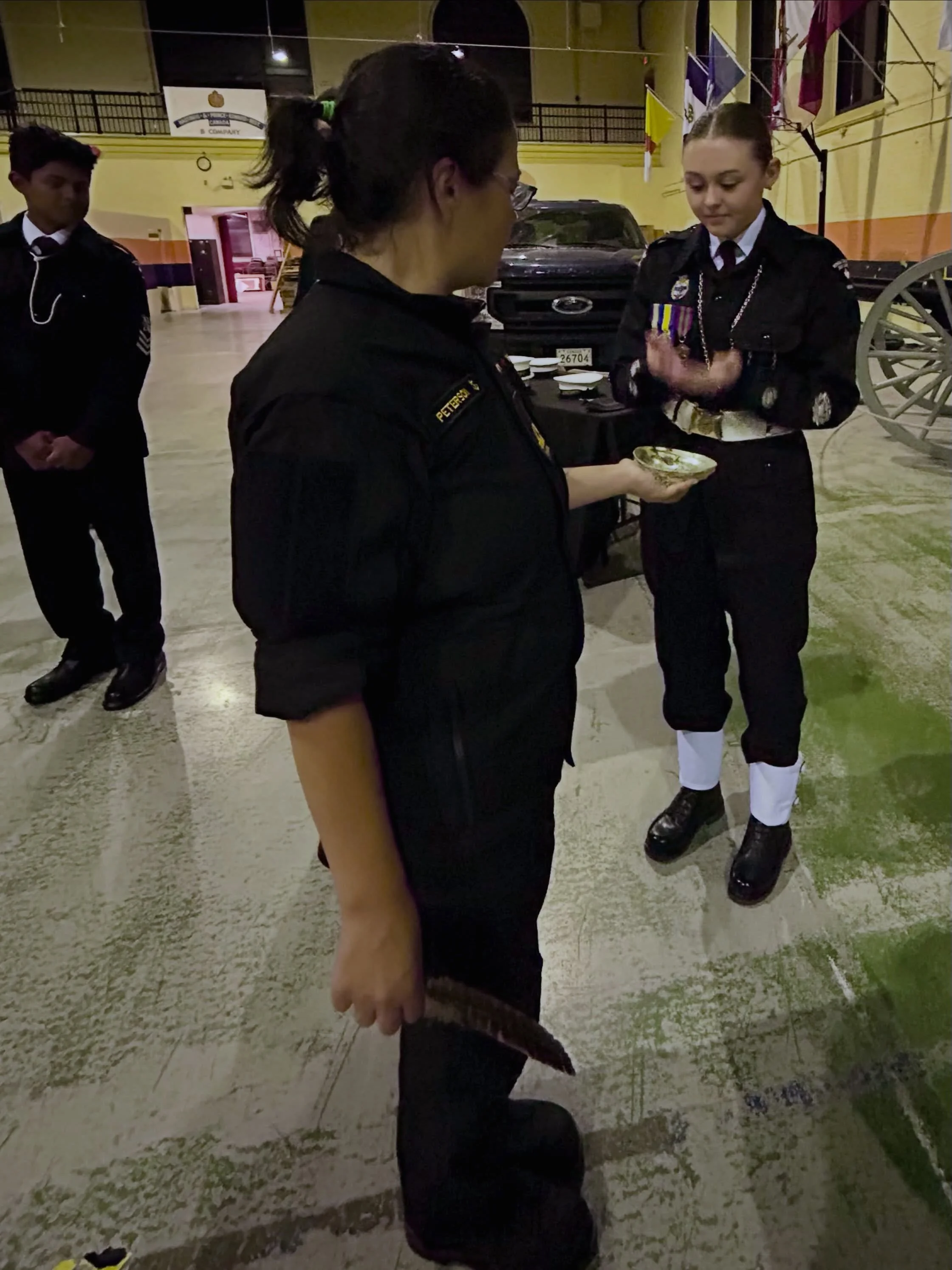 🧡 Tonight, the cadets, staff and volunteers of 112 Howe took pause on the National Day of Truth and Reconciliation. Acting Sub-Lieutenant Peterson offered led a smudging ceremony. Today is a day to honour the strength and resilience of Indigenous Pe
