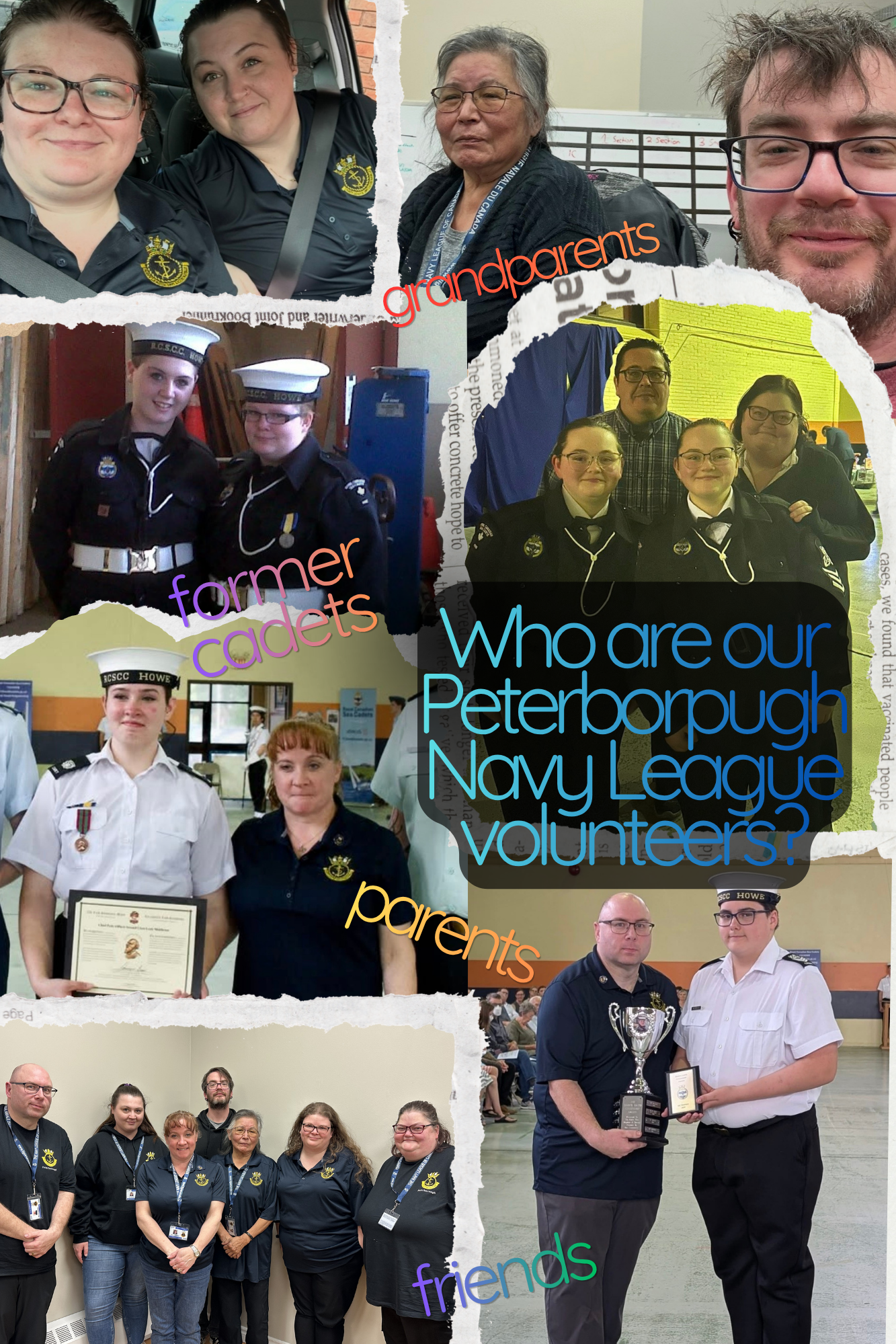 Collage of Peterborough Branch members and their connection to the corps.