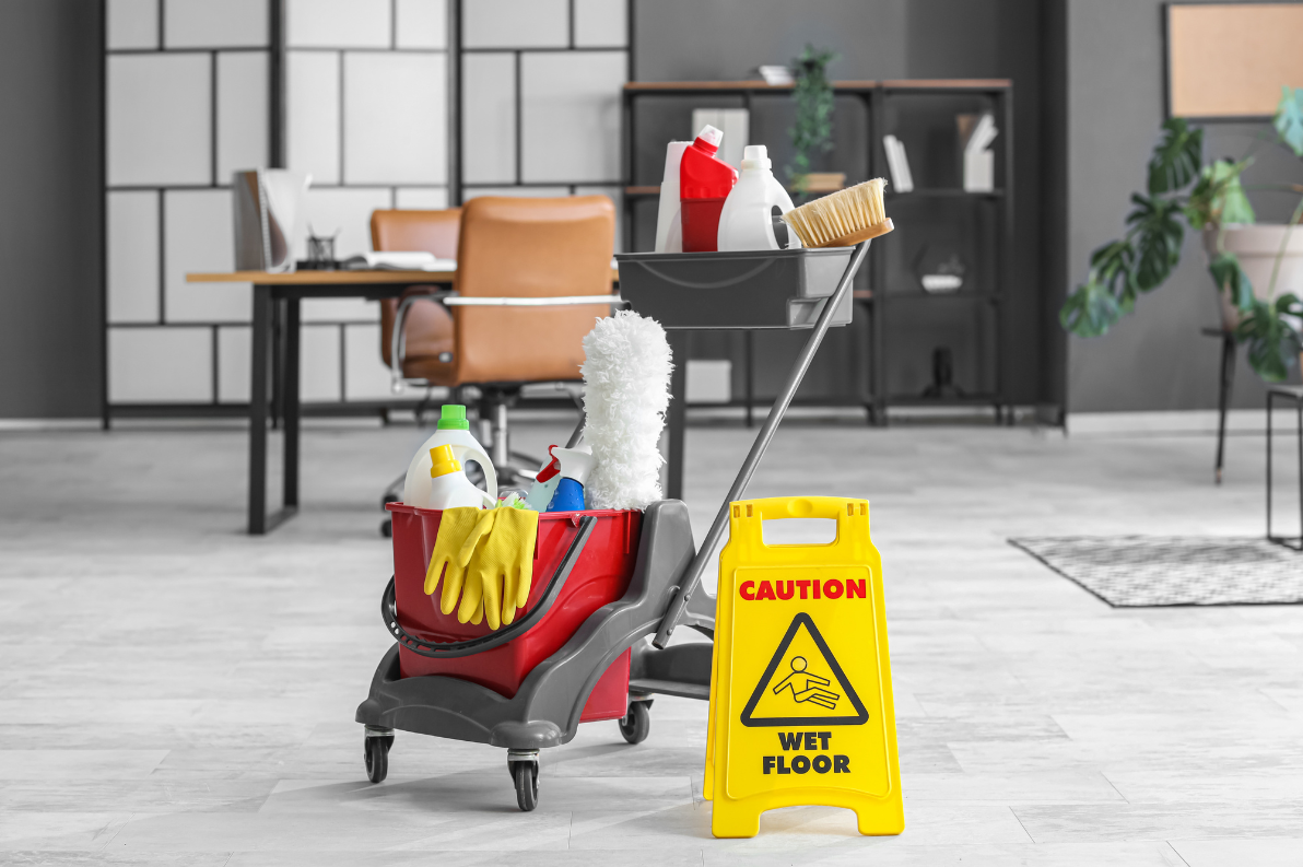 Cleaning supplies in facility