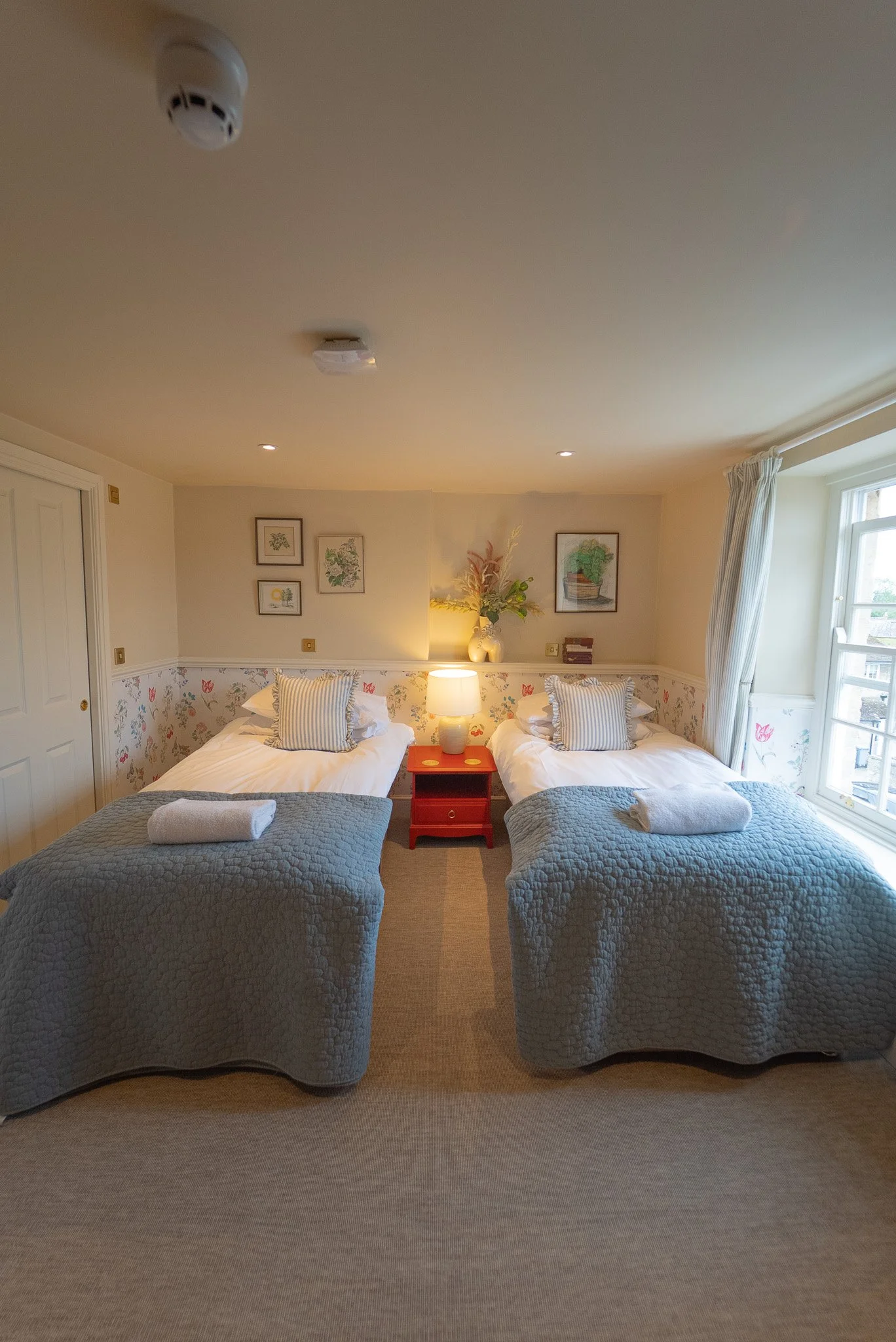 ROOM 6- DESCRIPTION: Room type= Superior Twin Room. 2 single beds. Second floor. Located at the front, village facing. Walk-in shower.
