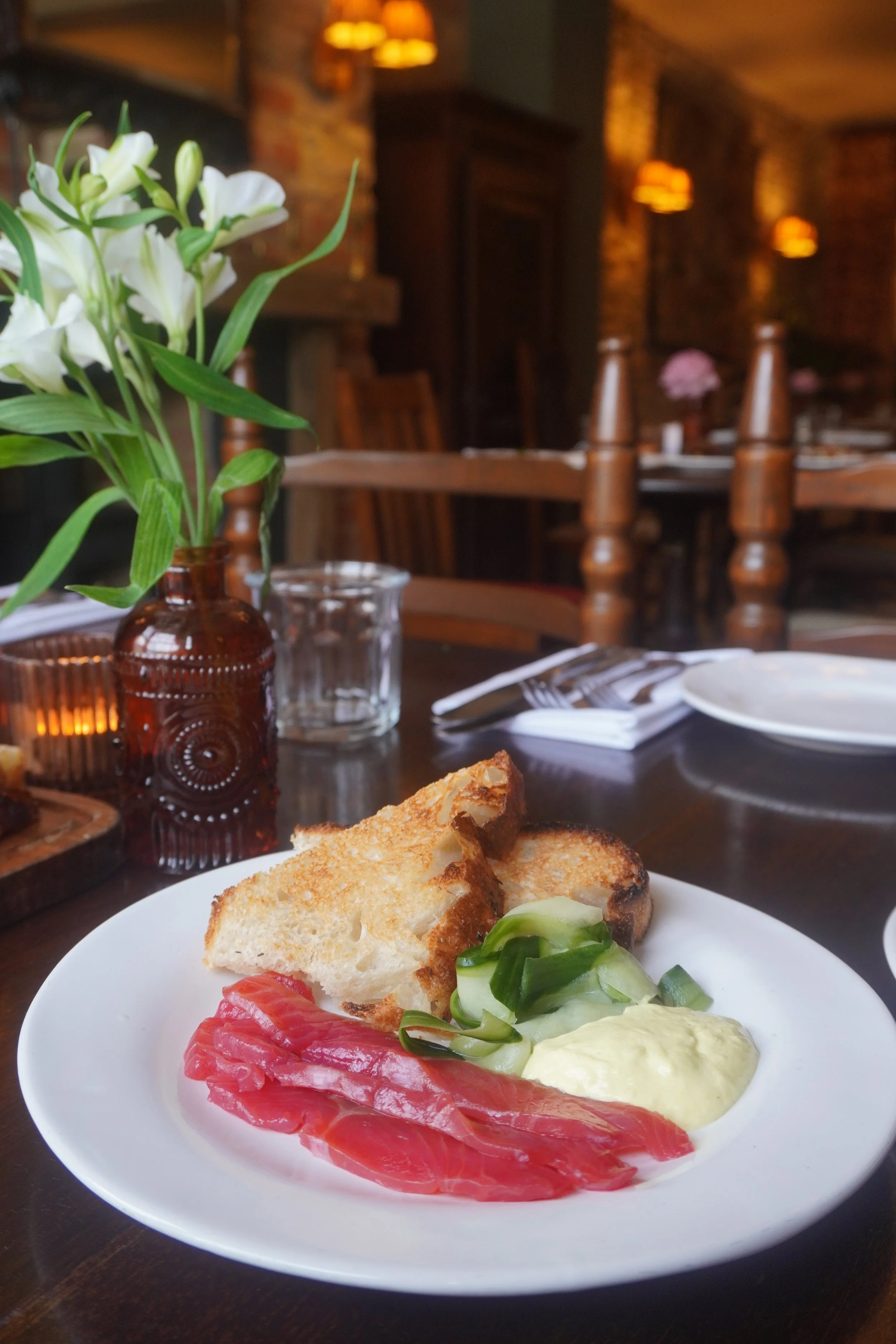 Restaurant, beetroot smoked salmon.JPG