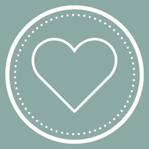 Outline of a heart inside a circle with dotted borders on a dark background.