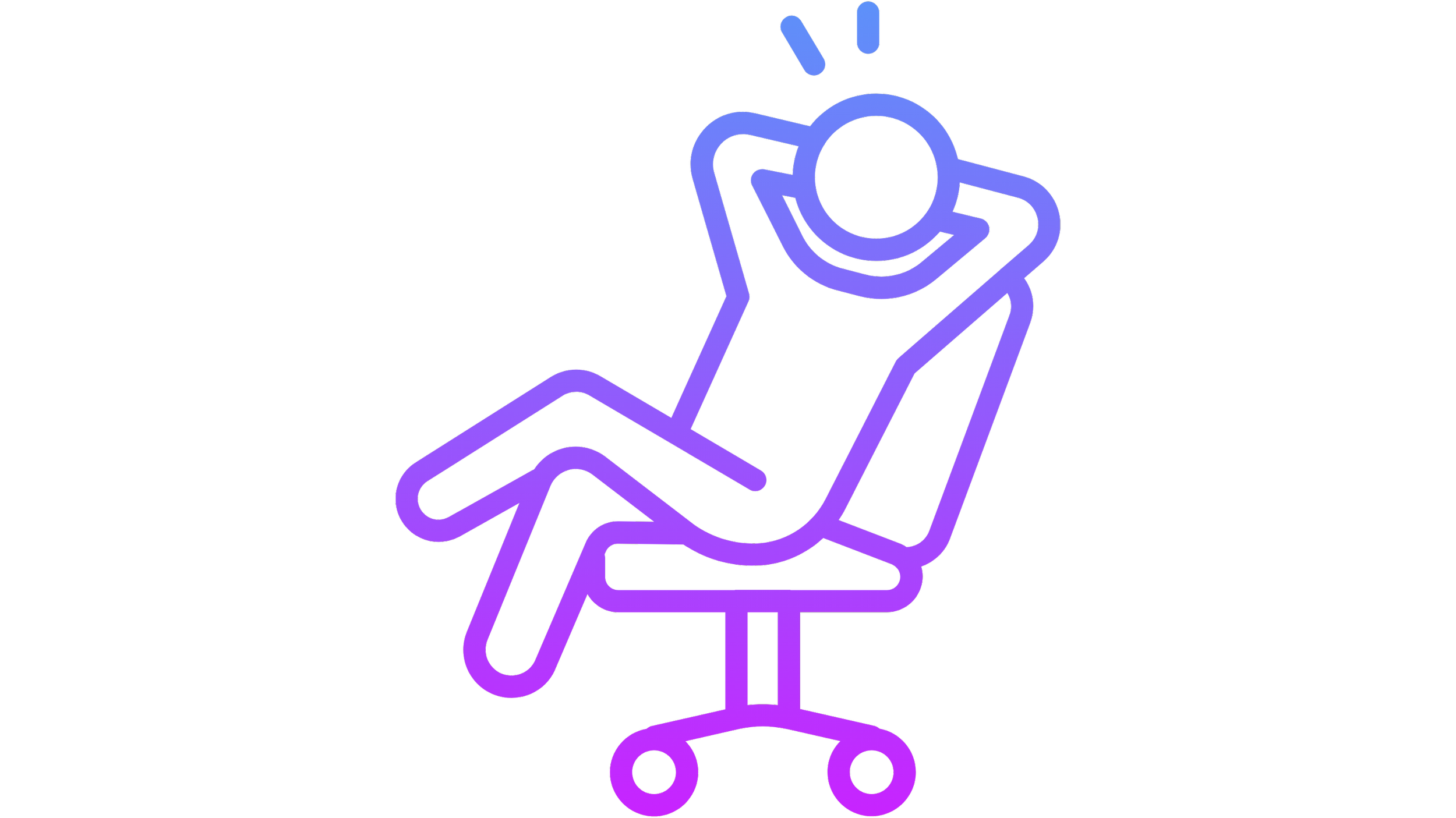 Illustration of a person reclining comfortably in an office chair, hands behind their head, suggesting calm focus and relaxed productivity at work.