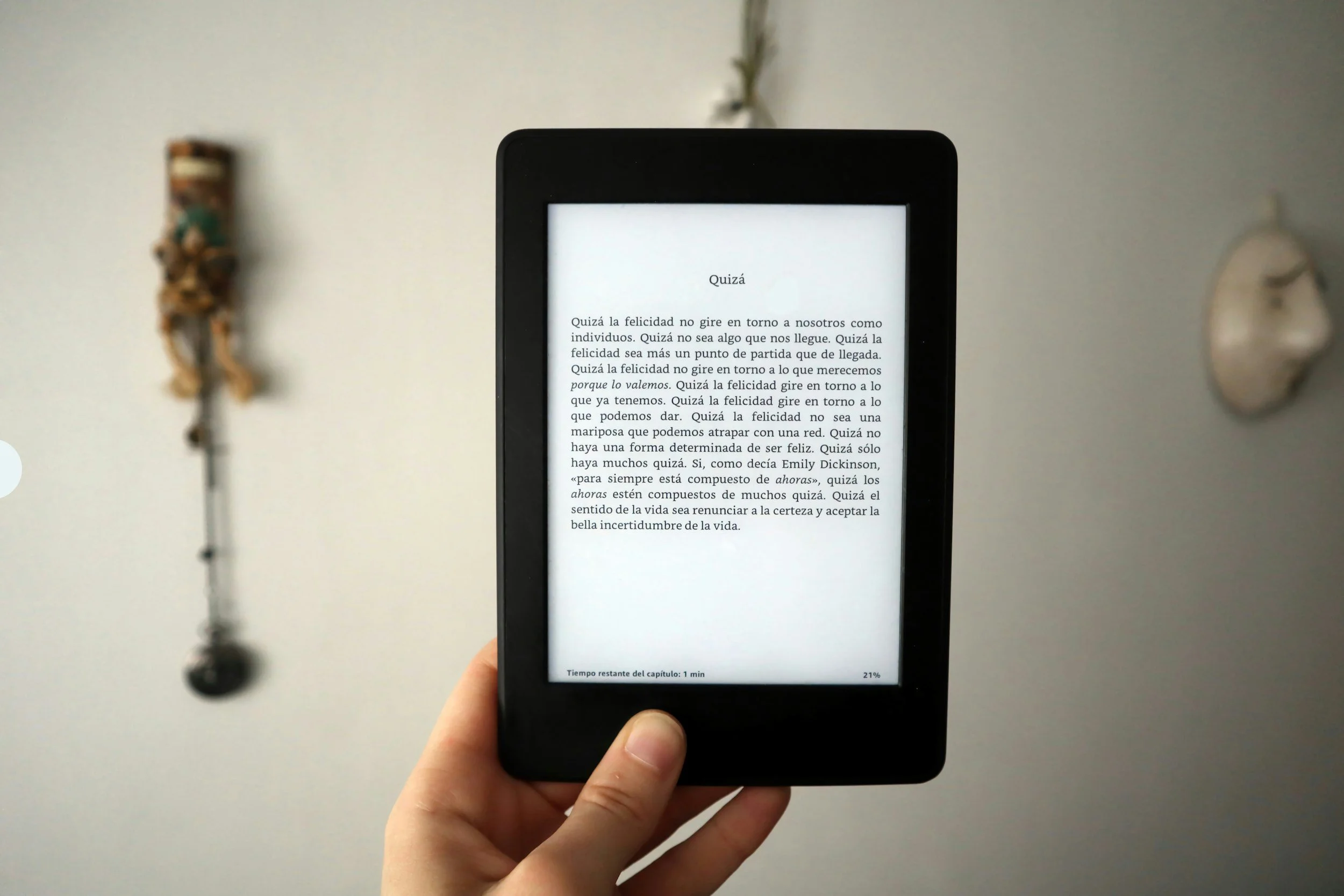 Digital e-reader held in someone's hand