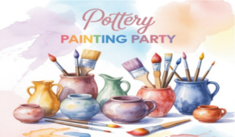 pottery with paint brushes titled pottery painting party