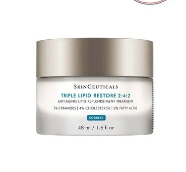 A jar of SkinCeuticals Triple Lipid Restore 2:4:2 anti-aging lipids rephabilitation treatment, containing 48 ml (1.6 fl oz).