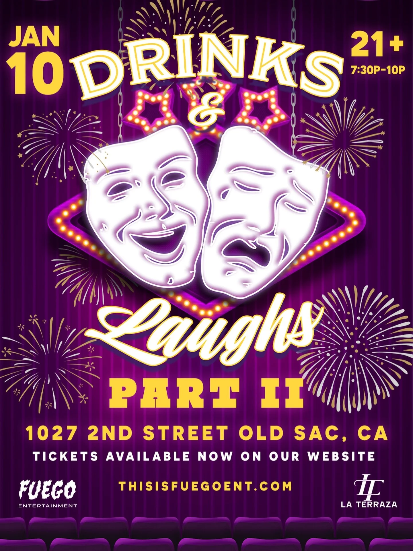 🍹 Drinks &amp; Laughs Part II 🍹
Comedy, cocktails, and a good time guaranteed
📅 Jan 10 | ⏰ 7:30&ndash;10PM | 21+
📍 1027 2nd St, Old Sacramento