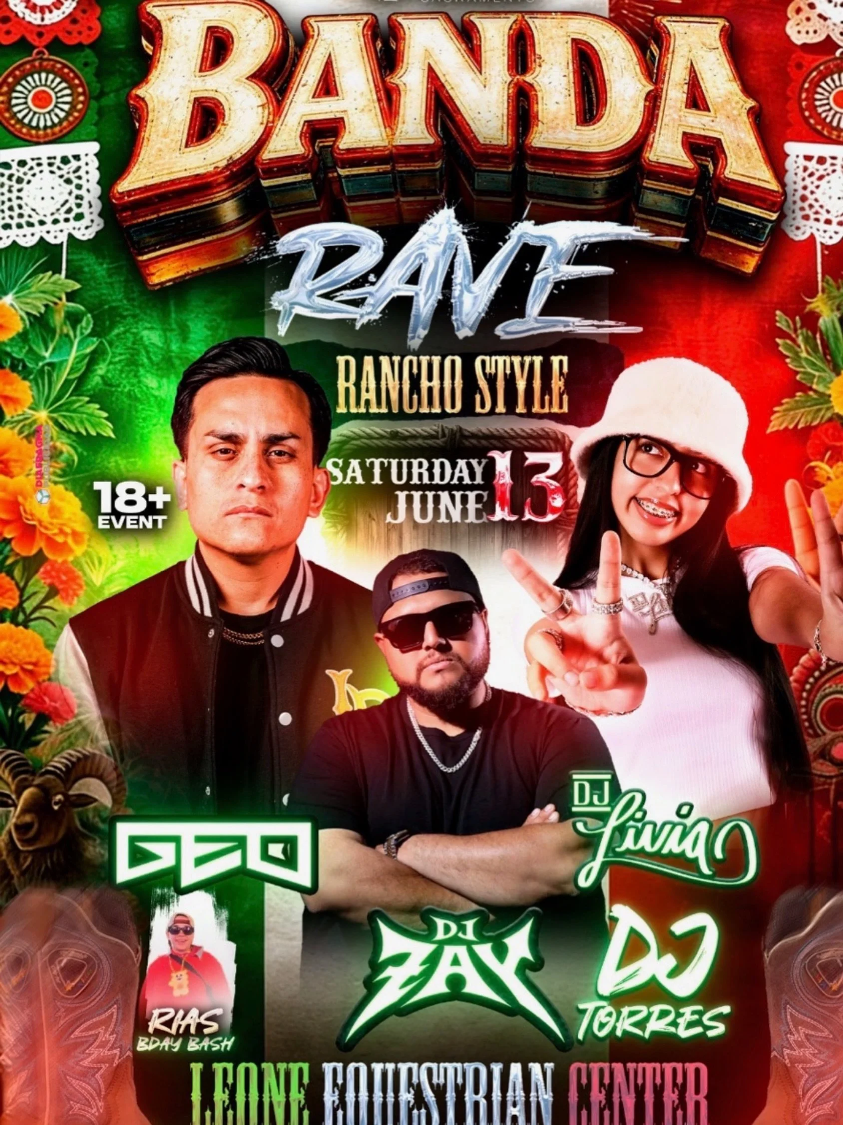 🔥🎺 SACRAMENTO, ARE YOU READY? 🎺🔥

The biggest Banda Rave Rancho Style is going down Saturday, June 13 at the Leone Equestrian Center! 🤠🇲🇽

Get ready for a day full of banda, corridos, DJs, botas, sombreros y puro ambiente 🔥🍻

🎧 DJ ZAV
🎧 DJ