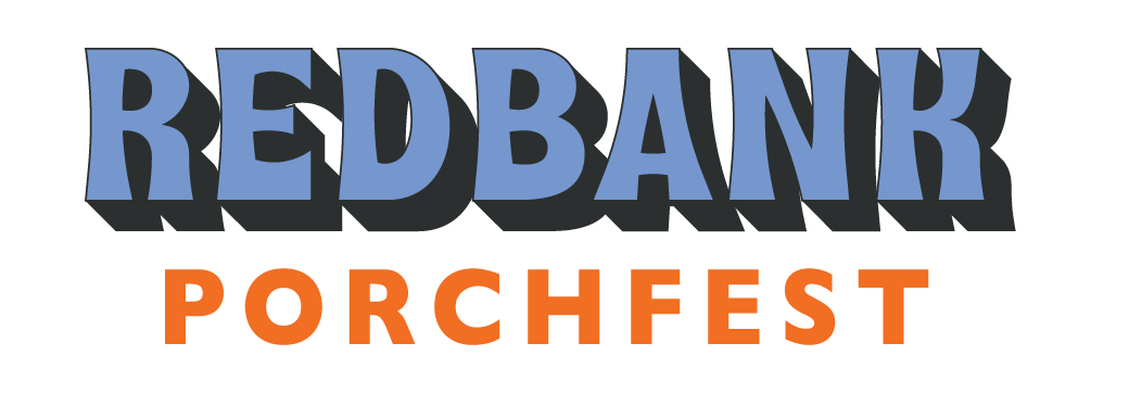 Red Bank Porchfest logo with the words 'Red Bank' in blue and 'Porchfest' in orange.