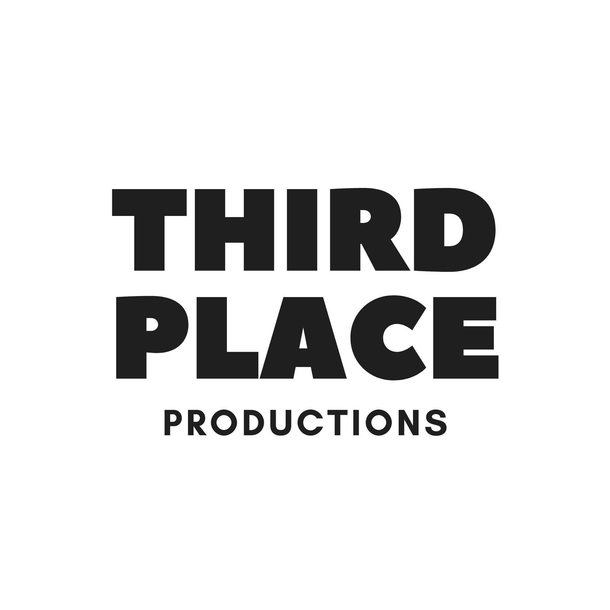 Bold black text on white background stating 'Third Place Productions'