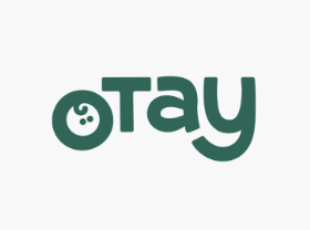 The word 'stay' written in dark green letters with a smiley face inside the letter 'a'.
