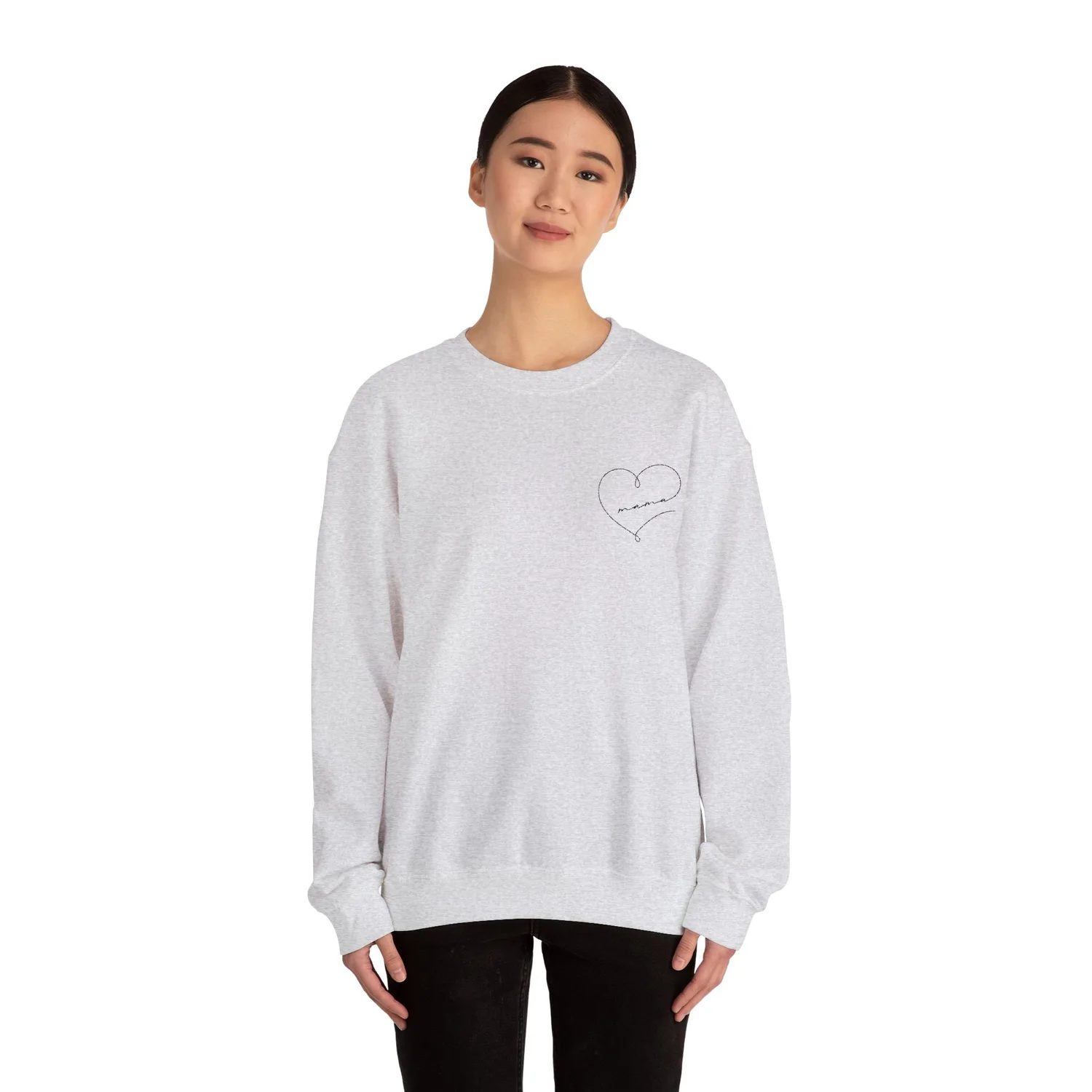 Mama' Unisex Crewneck Sweatshirt | EMBROIDERY | Heart Script in