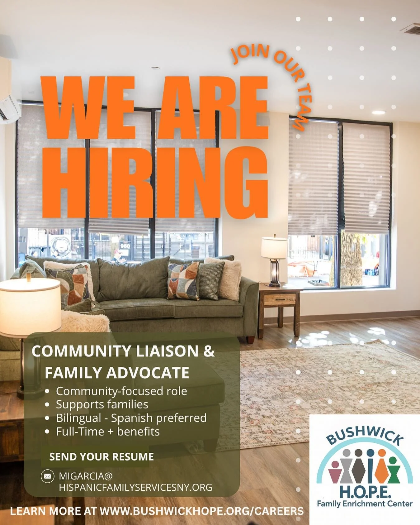 🌟 JOIN OUR FEC TEAM 🌟 

If you&rsquo;re passionate about growth, creativity, and community, we want you! Apply today if you&rsquo;re driven to make a difference. 

Visit www.bushwickhope.org/careers to learn more and submit your application. Let&rs