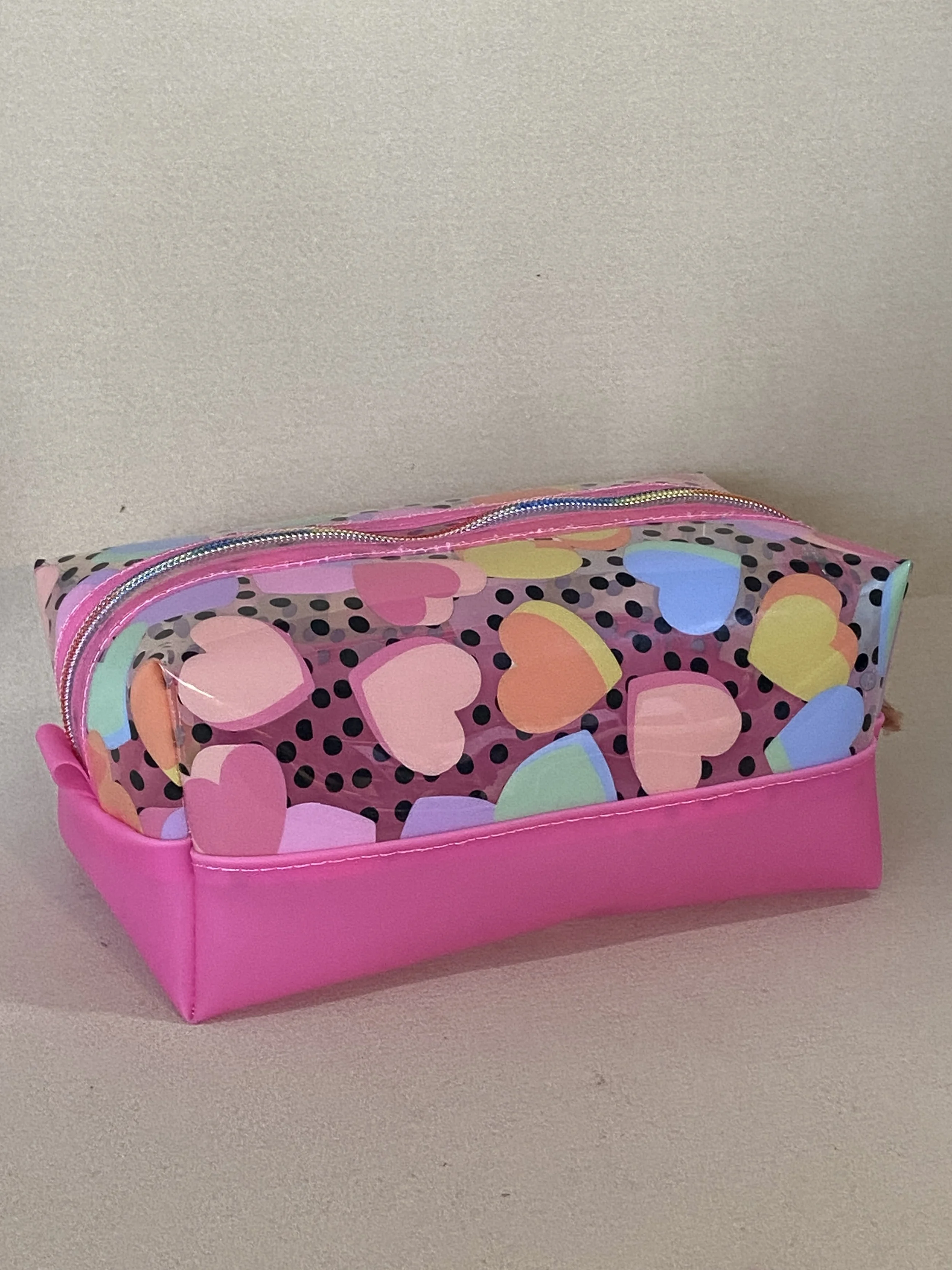 Two tone vinyl boxy zipper pouch