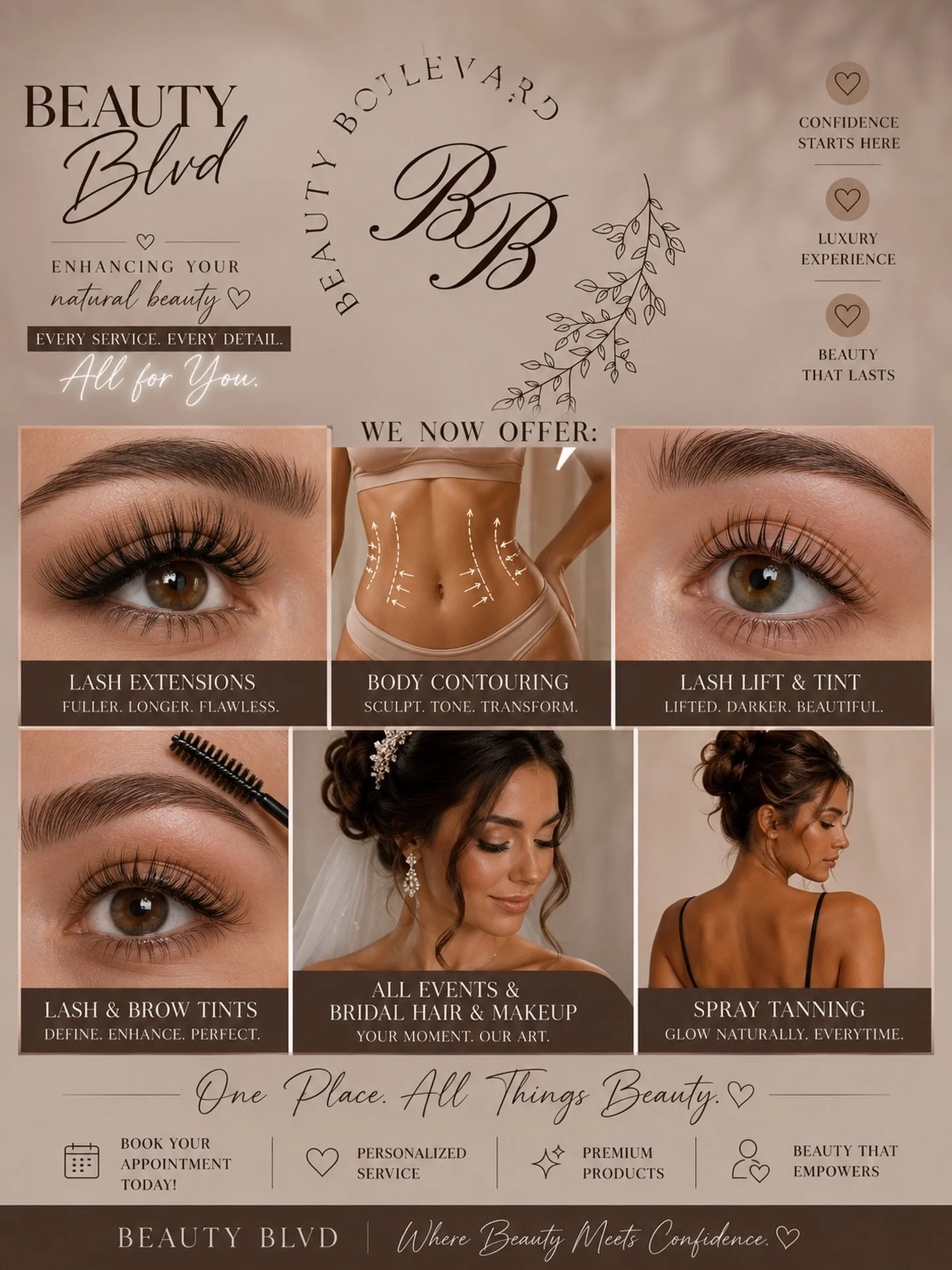 Your new beauty obsession starts here ✨
From flawless lashes to sculpted bodies, glowing tans, and bridal glam&hellip; we&rsquo;re officially your one-stop shop for EVERYTHING beauty.

Luxury results. Real confidence. Every single time.
Now booking &