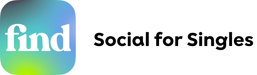 Logo with the word 'find' on the left and 'storytellers' on the right, set against a gradient background.