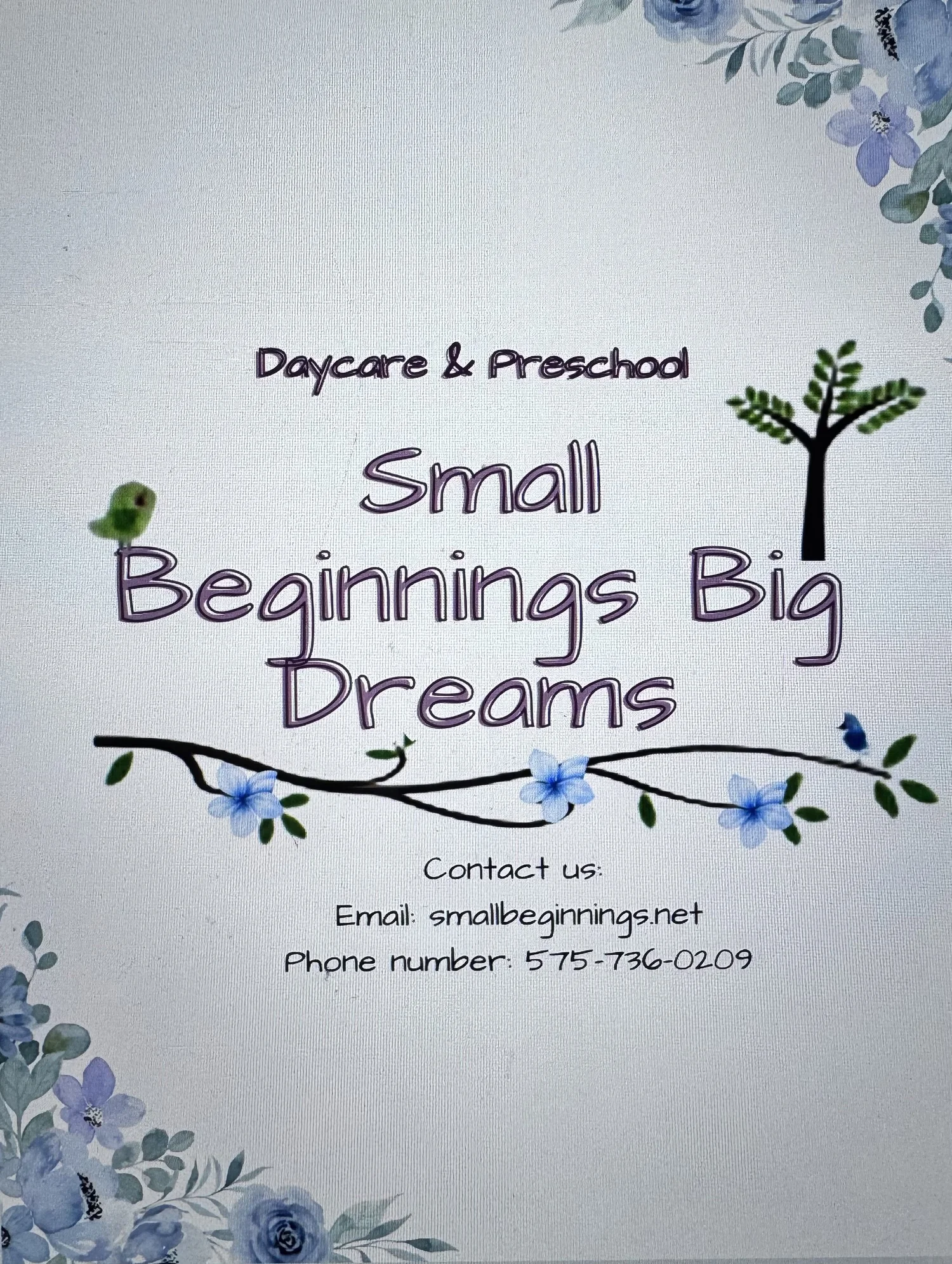 Small Beginnings: Big Dreams a faith-based in-home daycare &amp; preschool