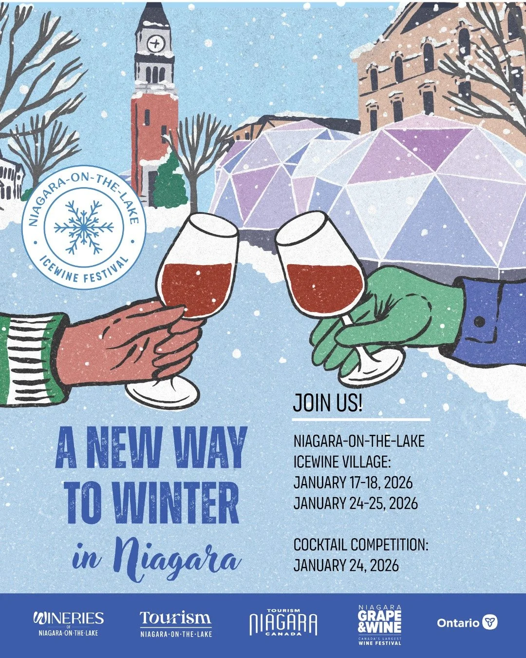 ❄️ Get ready for winter's most enchanting event! Our coolest festival, the Niagara-on-the-Lake Icewine Village, returns this January for another magical year. 

Mark your calendars for two incredible weekends: January 17-18 &amp; 24-25, 2026.

Join u