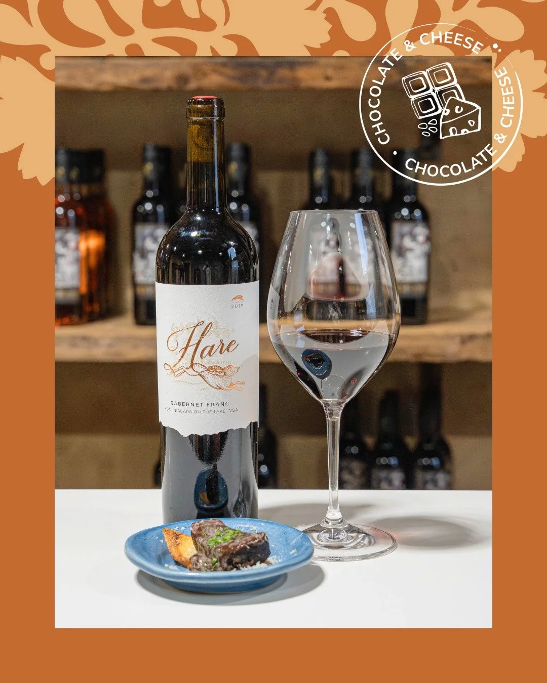 ✨ Today's Featured Pairings ✨

@TheHareWineCo.
🍷 Hare Cabernet Franc
🍽️ Dark Chocolate and Red Wine Braised Short Rib served on an Olive Oil Crostini with Sharp Cheddar.

@ChateauDesCharmsWines
🍷 Old Vines Cabernet Merlot
🍽️ Dark Chocolate Smoked