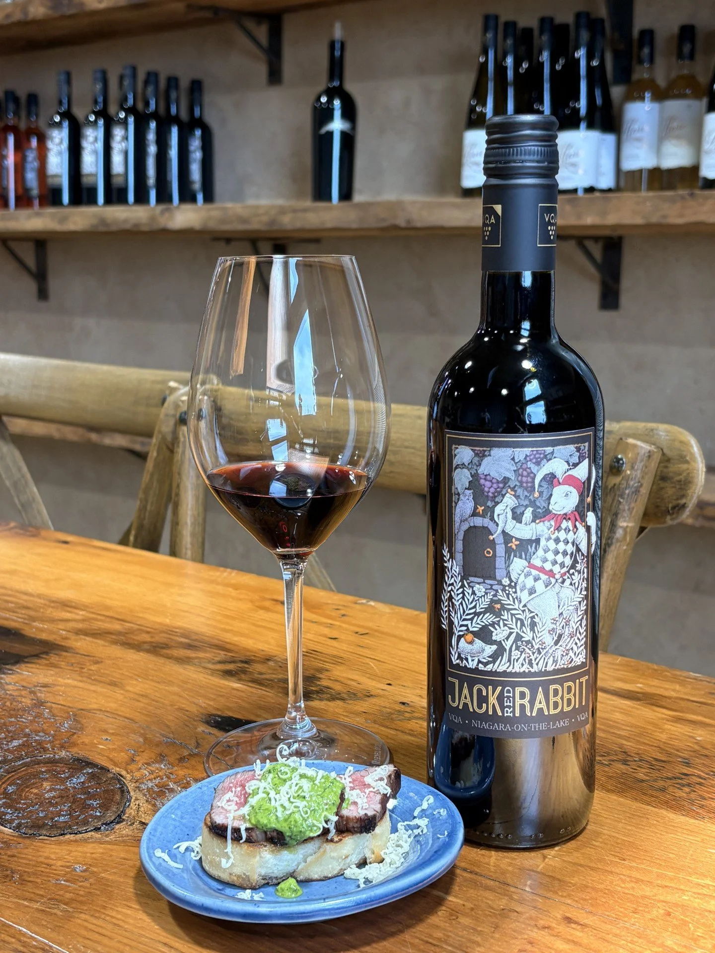 Grilled Canadian Beef Filet and a glass of Jack Rabbit Red from The Hare Winery